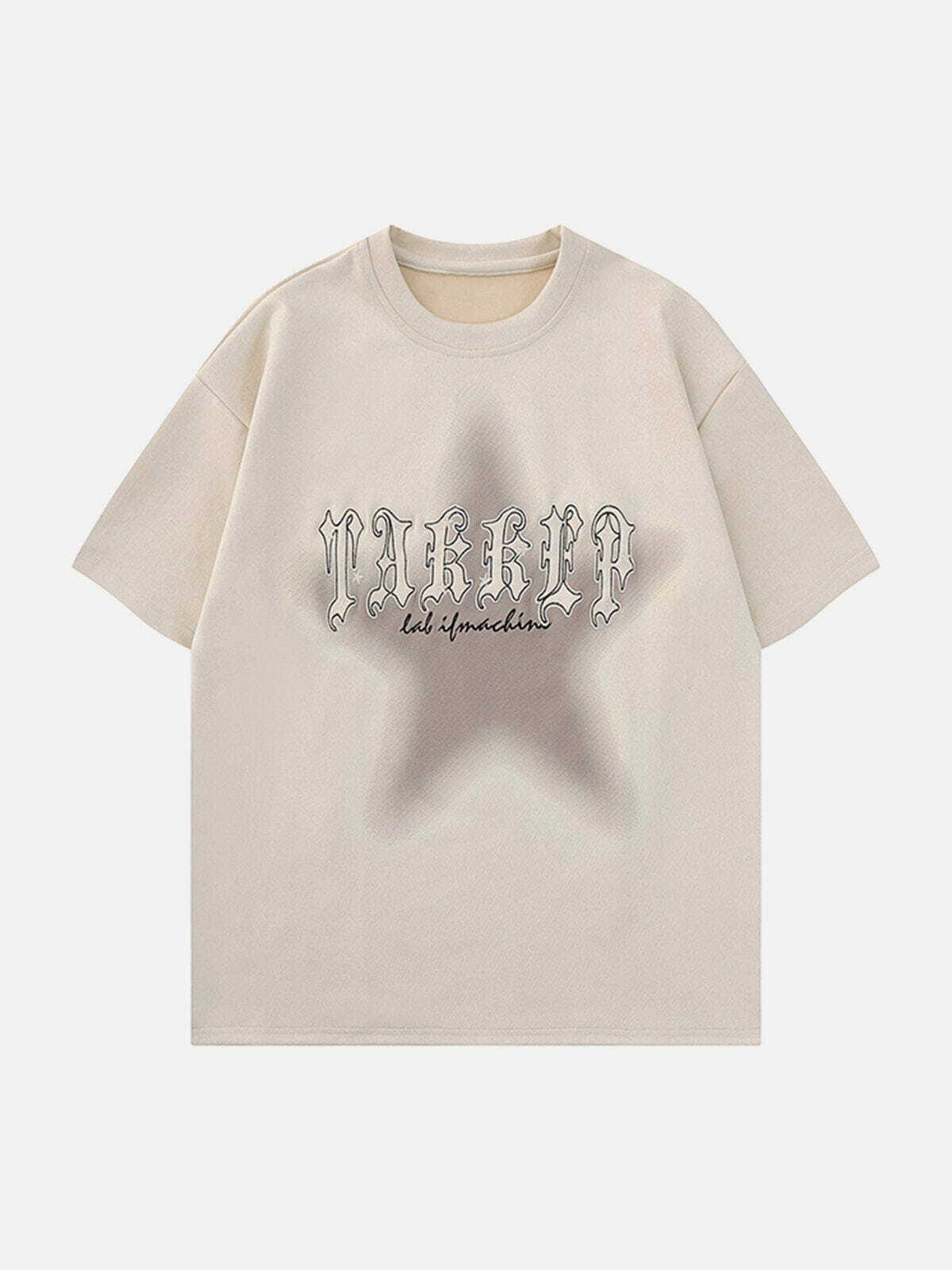 Y2K Aesthetic Star Gradient Letter Print Tee - Trendy Summer Outfit for 90s Fashion Lovers