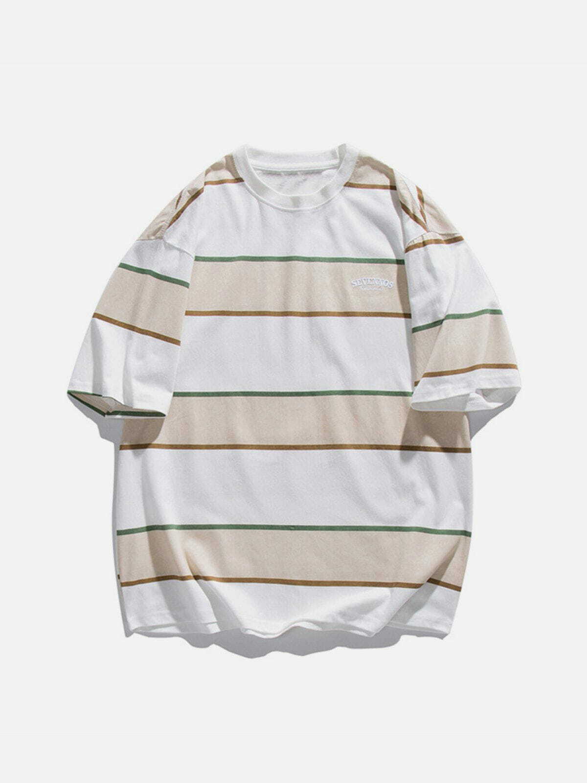 Y2K Aesthetic Stripe Cotton Tee - Vintage 90s Grunge Style for Effortless Summer Outfits