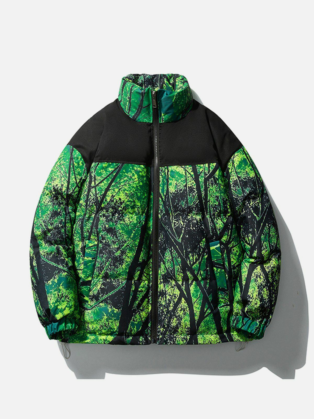 Y2K Aesthetic Tree Pattern Winter Coat - Grunge Style Outerwear for Cozy, Chic Outfits