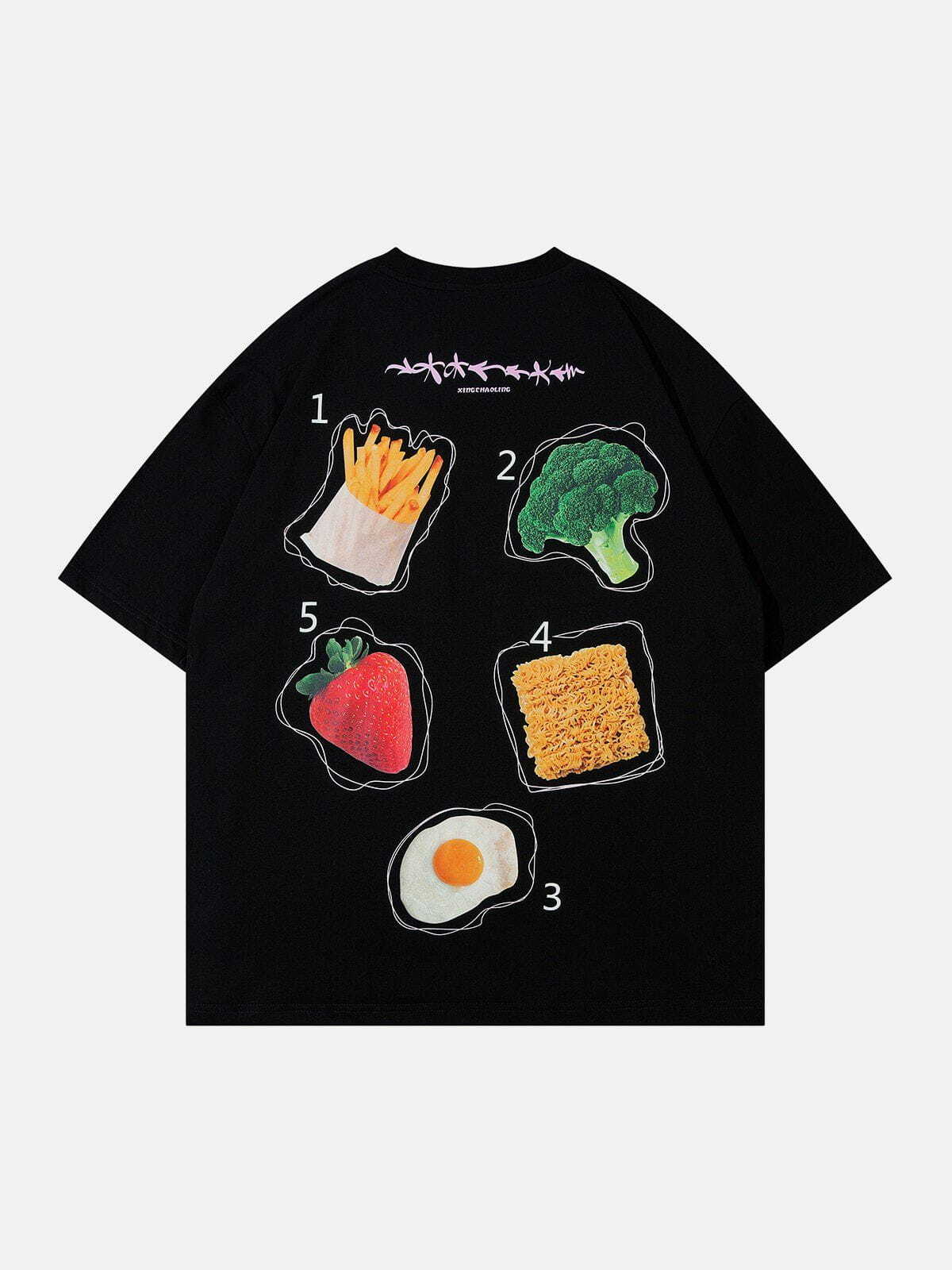 Y2K Aesthetic Vegetable Fruit Print Tee - Cute Summer Outfit for 90s Fashion Lovers