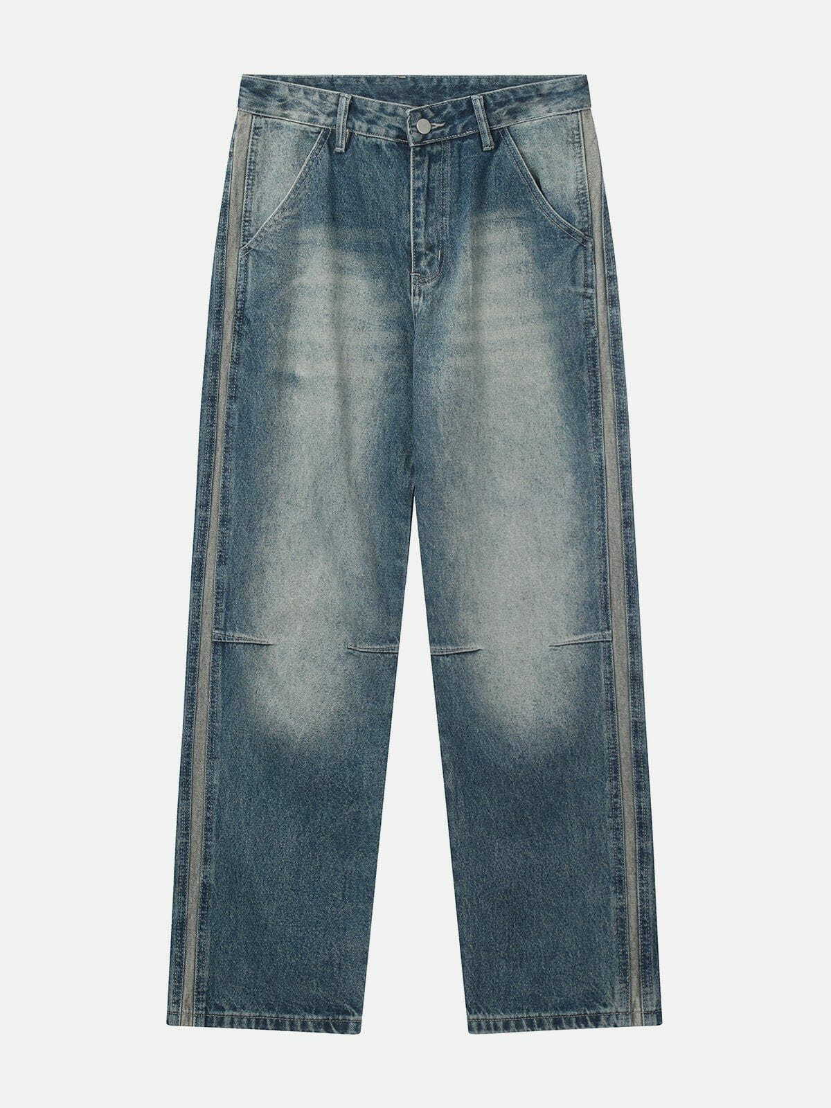 Y2K Aesthetic Water-Washed Pleats Jeans for Grunge & 90s Fashion Lovers - Trendy Summer Outfits