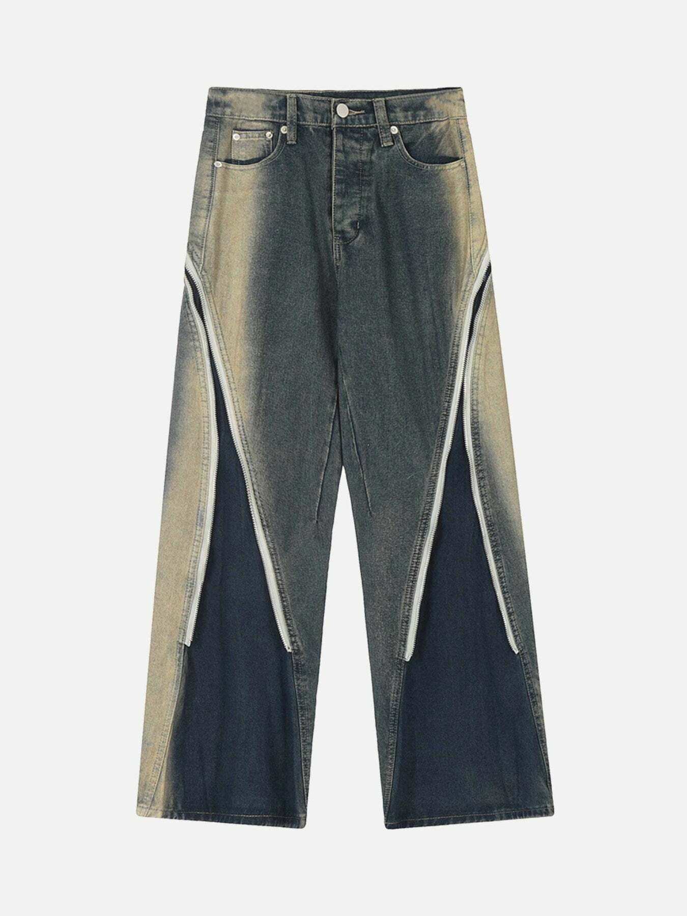 Y2K Aesthetic Wide Leg Denim Pants - Vintage 90s Grunge Style for Trendy Summer Outfits