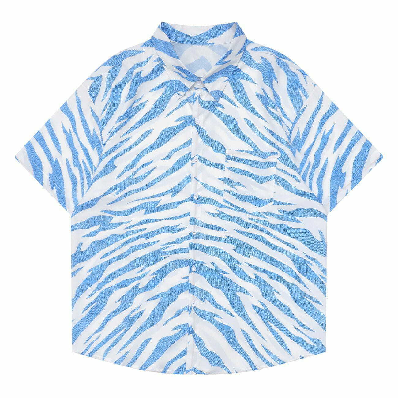 Y2K Aesthetic Zebra Graphic Sleeve Shirt - Trendy 90s Fashion Top for Grunge & Summer Outfits