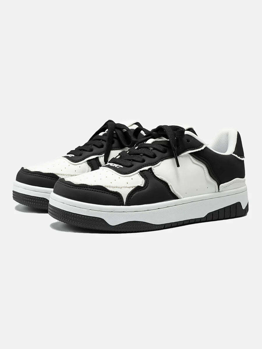 Y2K Black and White Casual Board Shoes for Grunge, 90s Fashion, and Summer Outfits