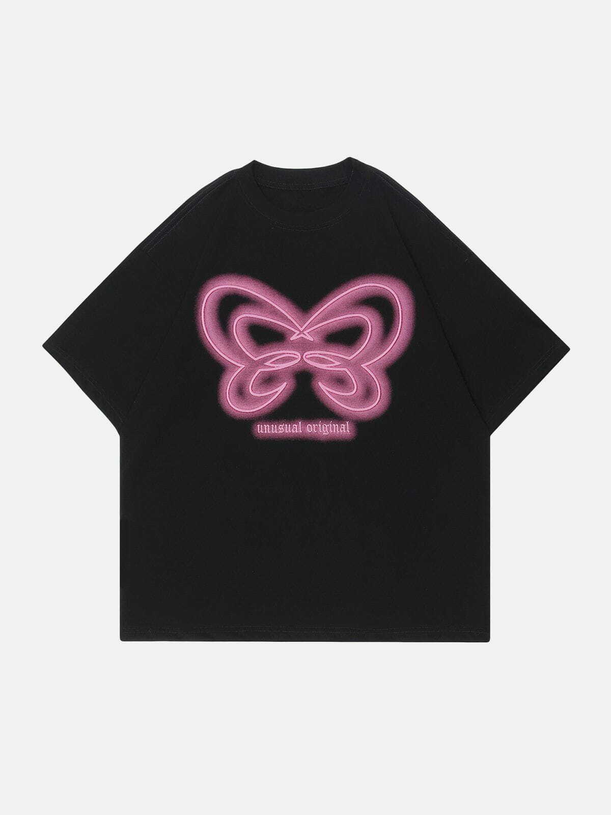 Y2K Butterfly Embroidery Tee - Cute Grunge Aesthetic Top for Summer Outfits & 90s Fashion Lovers