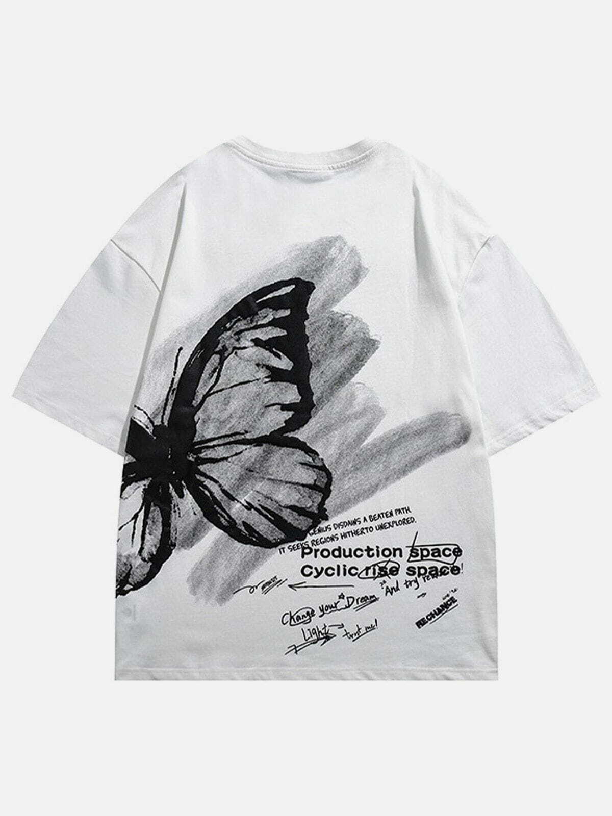 Y2K Butterfly Graphic Tee - Vintage 90s Aesthetic, Cute Summer Outfit, Grunge Style Top