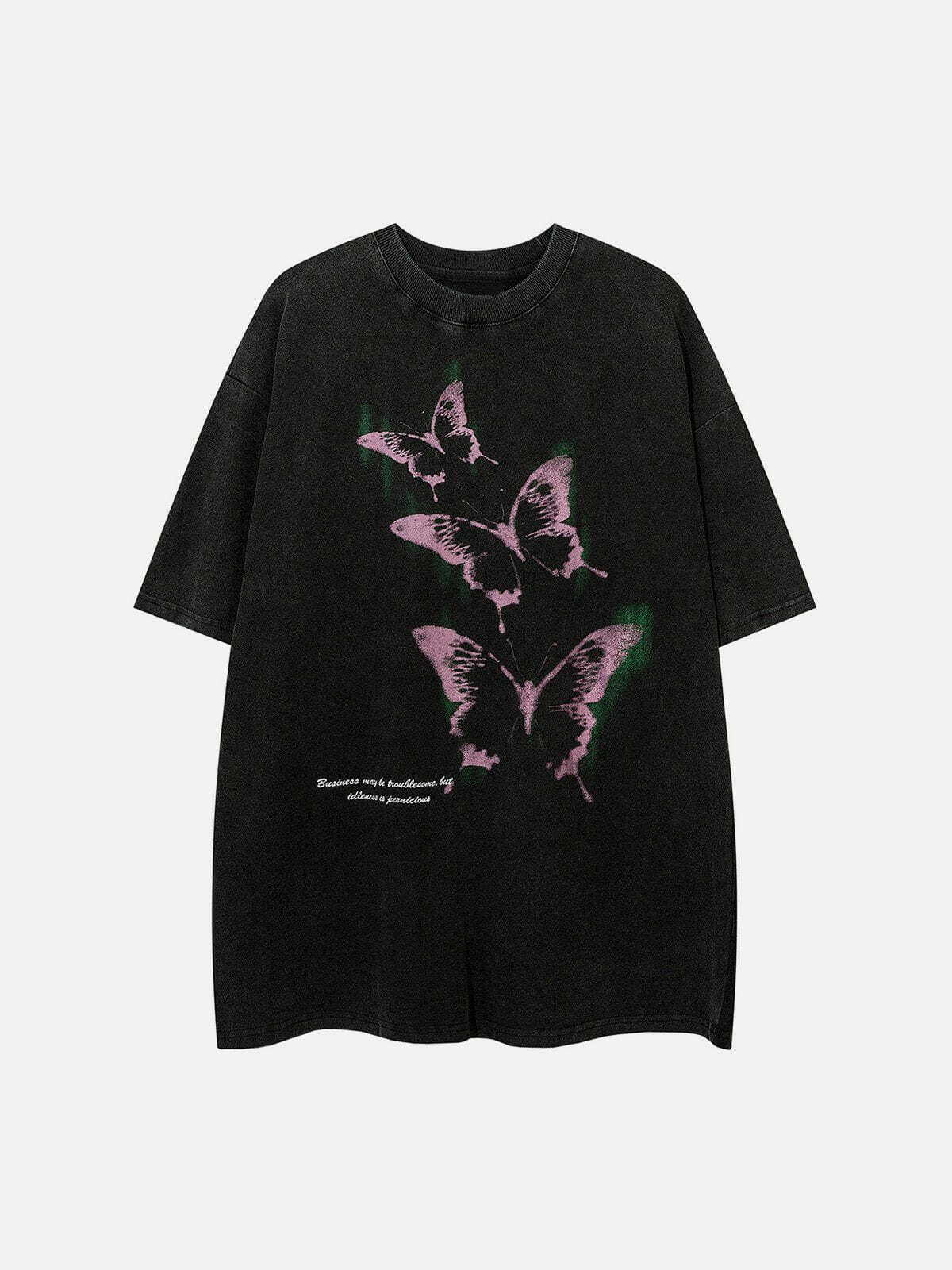 Y2K Butterfly Graphic Tee - Vintage 90s Aesthetic, Grunge Style, Perfect for Summer Outfits