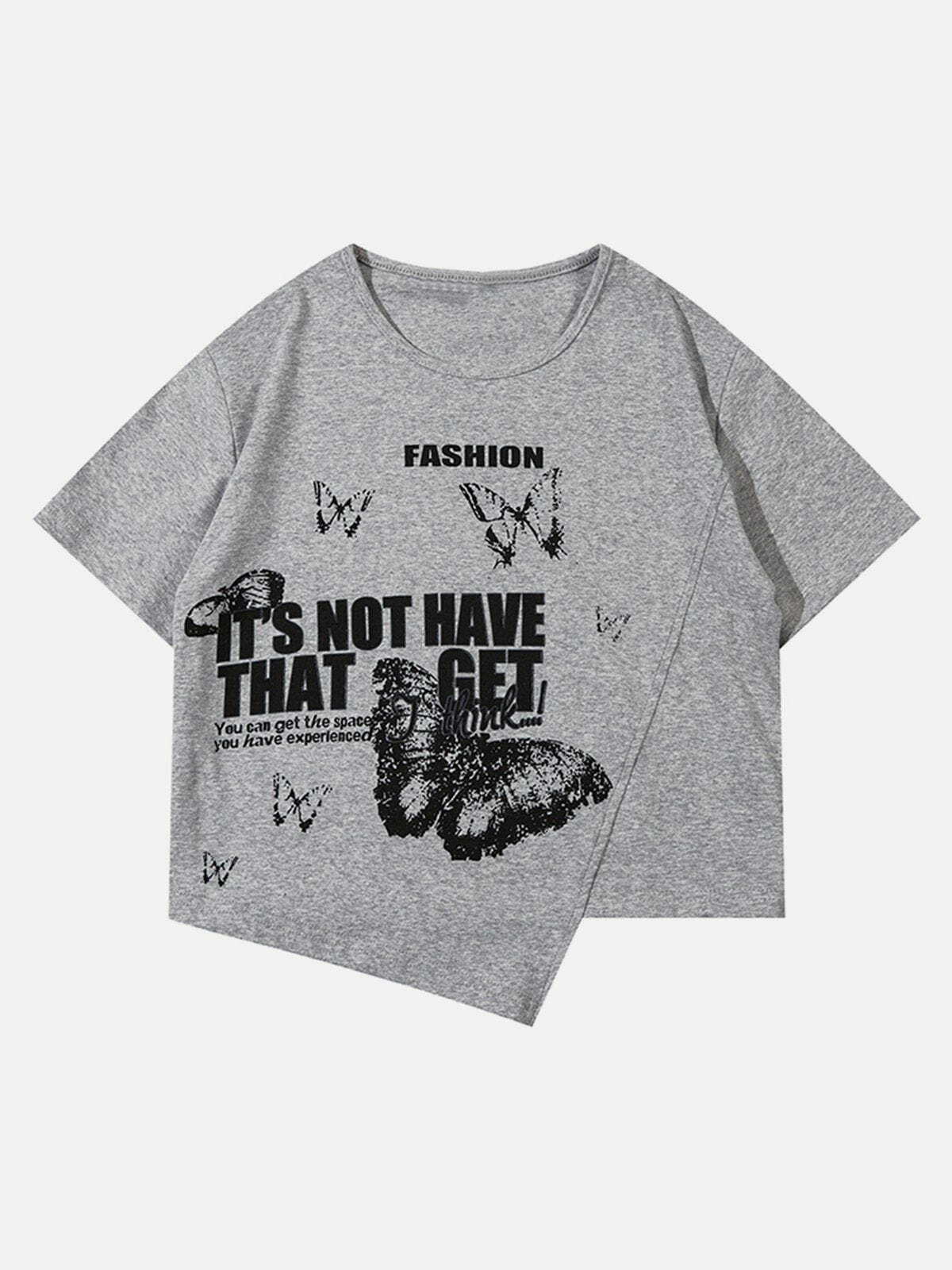 Y2K Butterfly Print Tee - Trendy Summer Outfit, Grunge Aesthetic, 90s Fashion Vibes