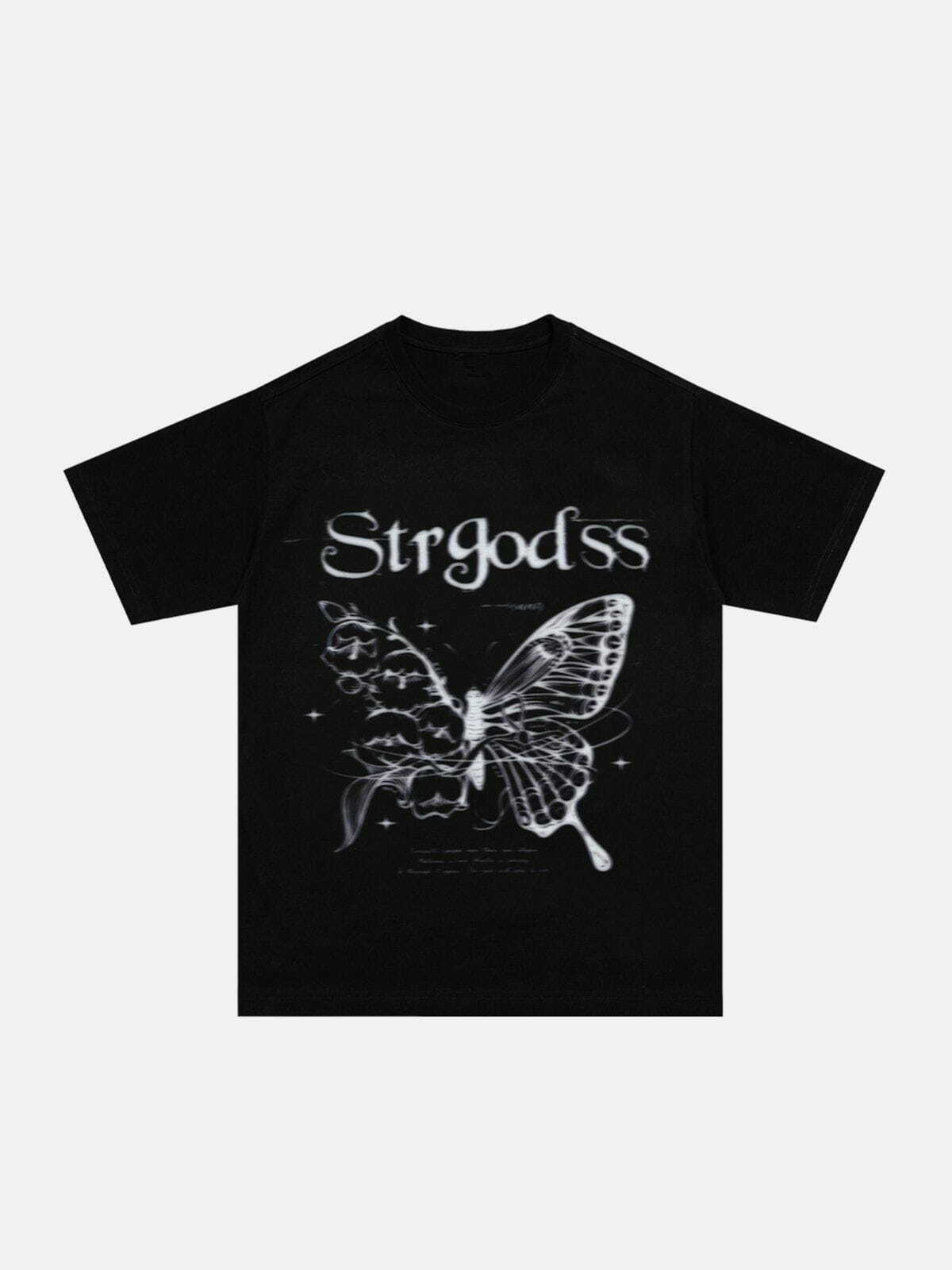 Y2K Butterfly Vine Print Tee - Trendy Summer Outfit, Grunge Aesthetic, 90s Style Top