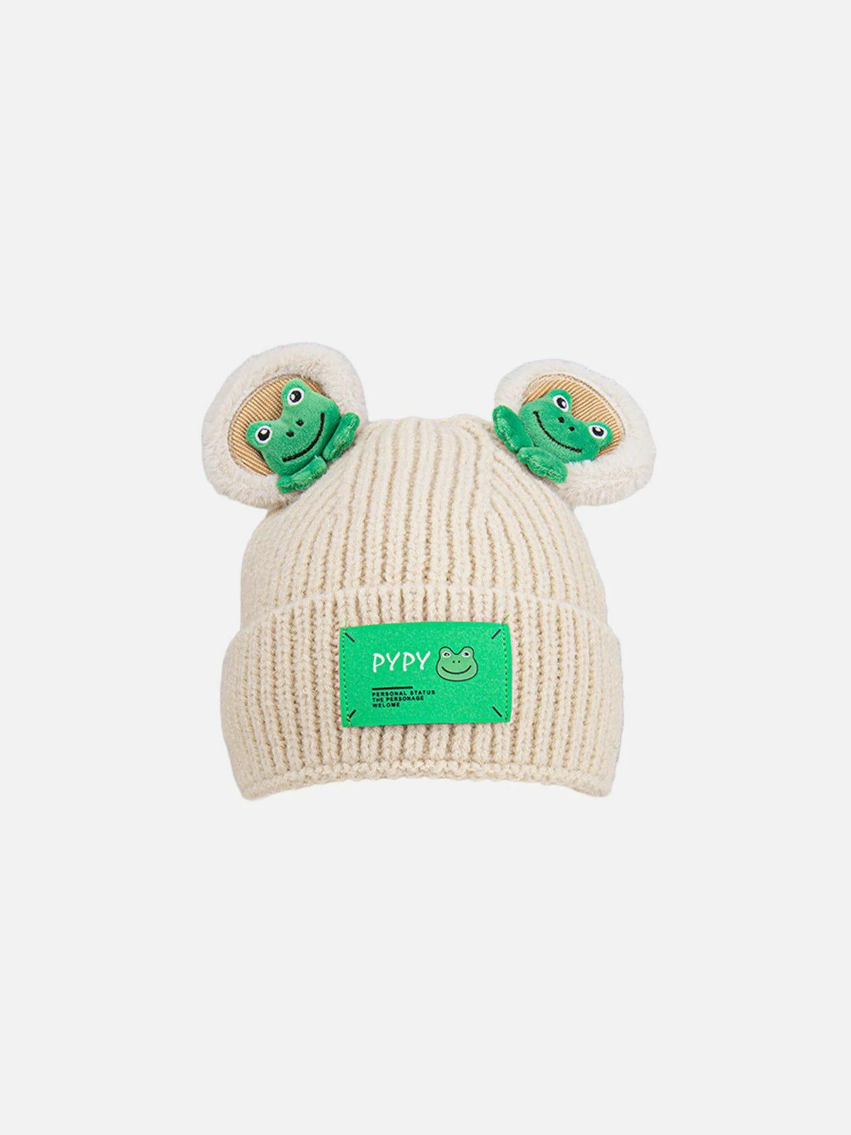 Y2K Cartoon 3D Frog Knitting Hat - Cute Grunge Aesthetic Accessory for Summer Outfits