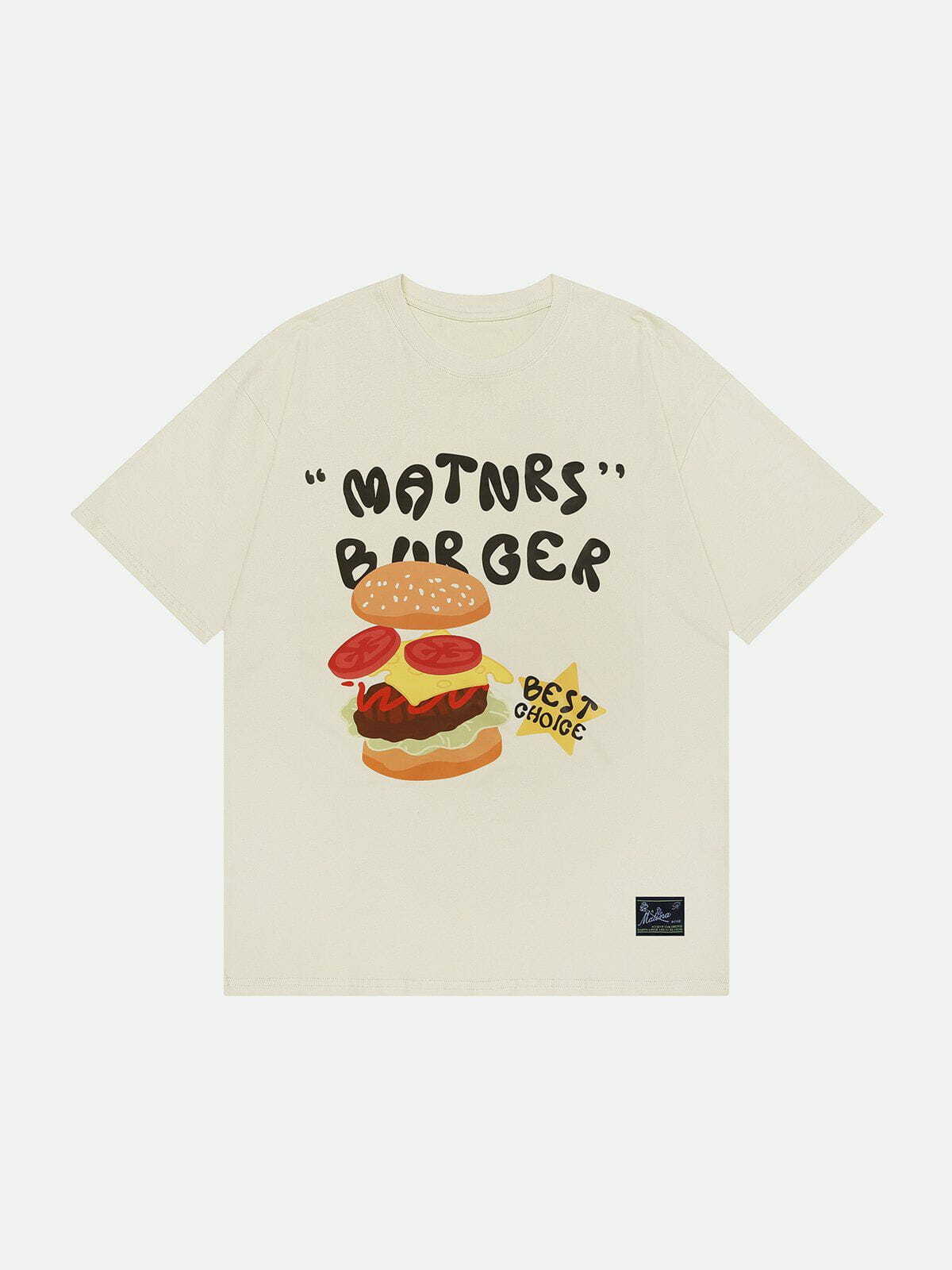 Y2K Cartoon Burger Print Tee - Trendy Grunge Aesthetic Top for Summer Outfits & Casual Looks