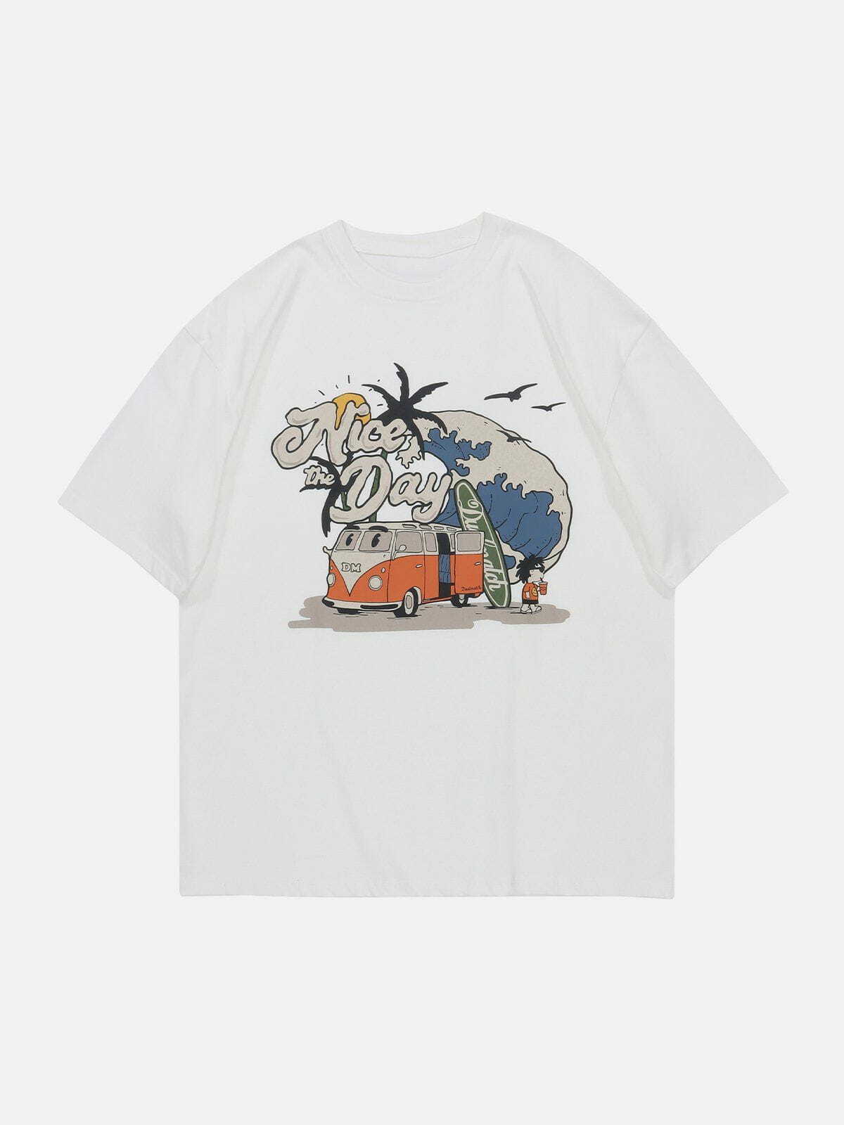 Y2K Cartoon Car Print Tee - Vintage 90s Aesthetic, Grunge Style, Cute Summer Outfit Idea