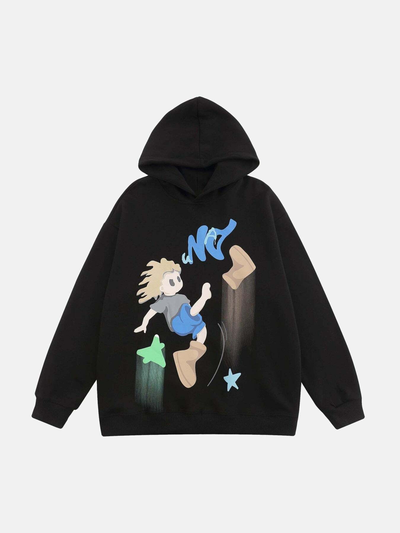 Y2K Cartoon Character Print Hoodie - Cute Grunge Style for Summer Outfits & Aesthetic Looks