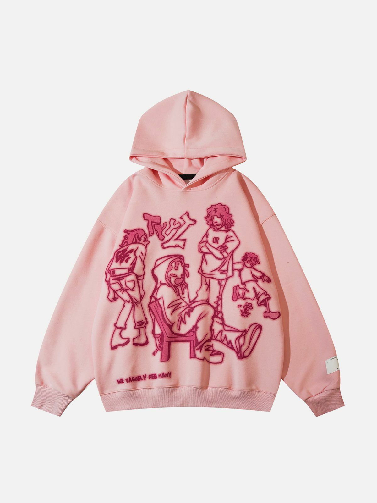 Y2K Cartoon Character Print Hoodie - Grunge Aesthetic, 90s Style, Cute Outfits, Cozy Fashion