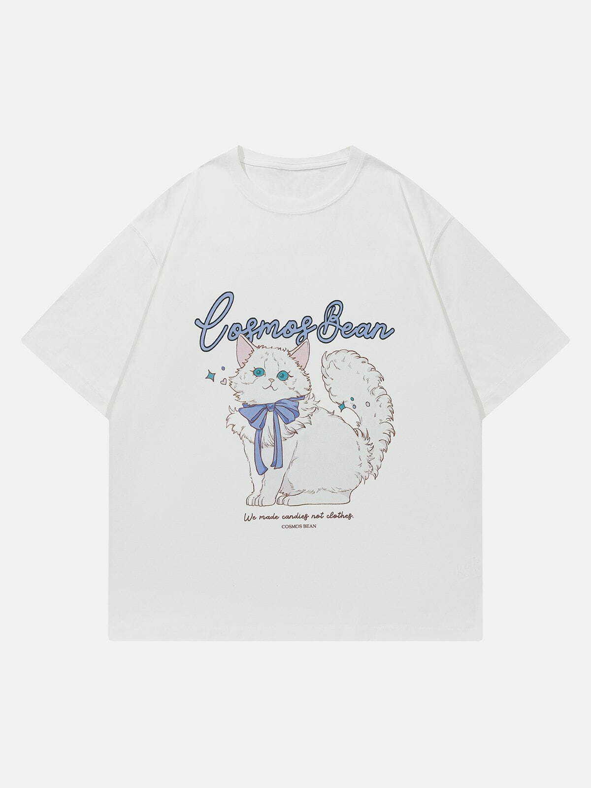 Y2K Cartoon Cute Cat Print Tee - Trendy Summer Outfit, Grunge Aesthetic, 90s Style Vibes