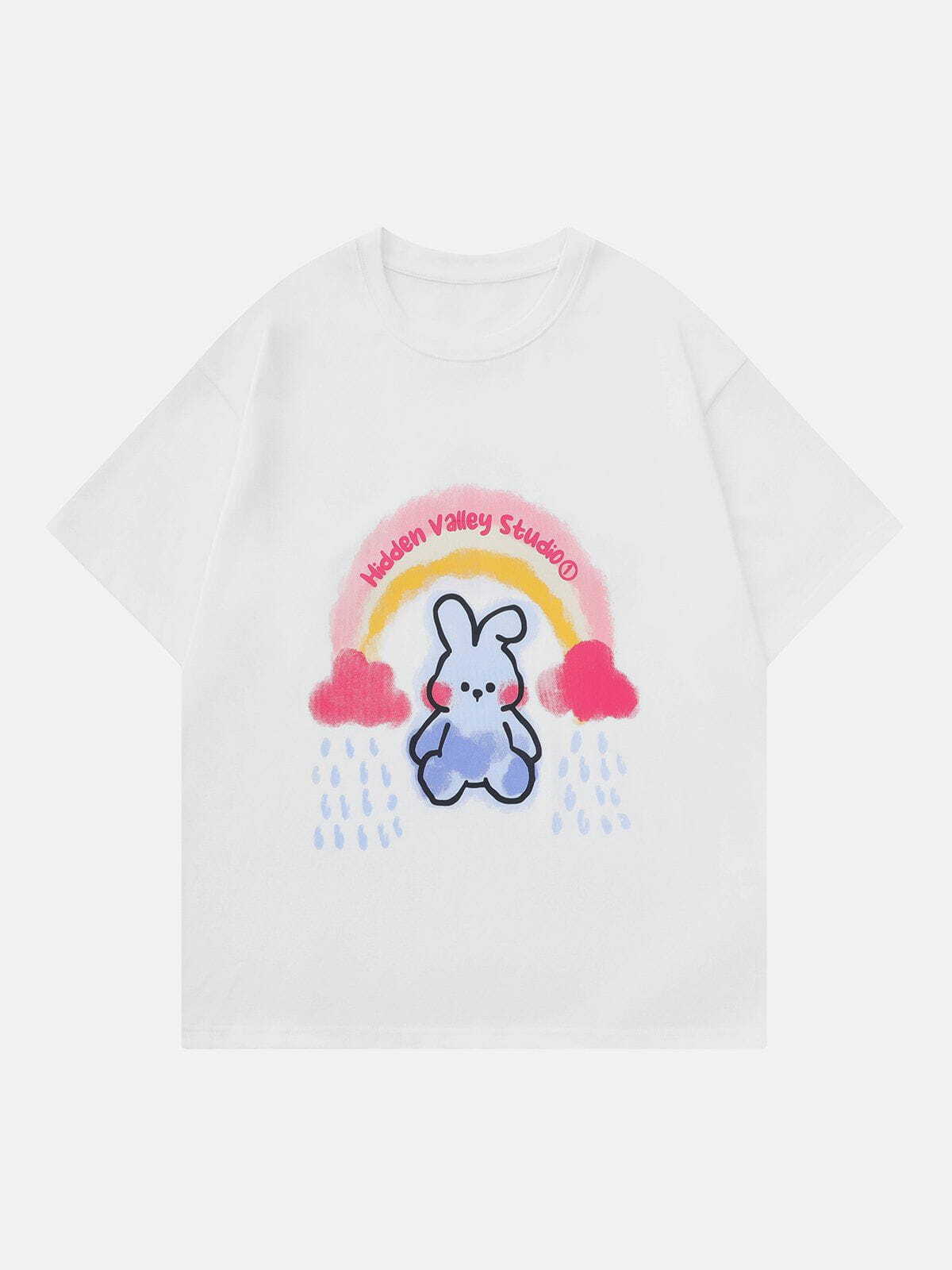 Y2K Cartoon Rabbit Graphic Tee - Vintage 90s Aesthetic, Cute Summer Outfit, Trendy Streetwear