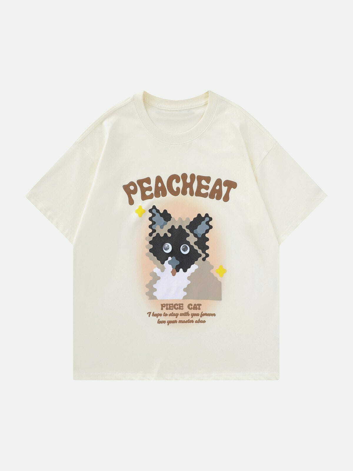 Y2K Cat Print Tee: Trendy Grunge Aesthetic Top for 90s Fashion Lovers & Cute Outfit Ideas