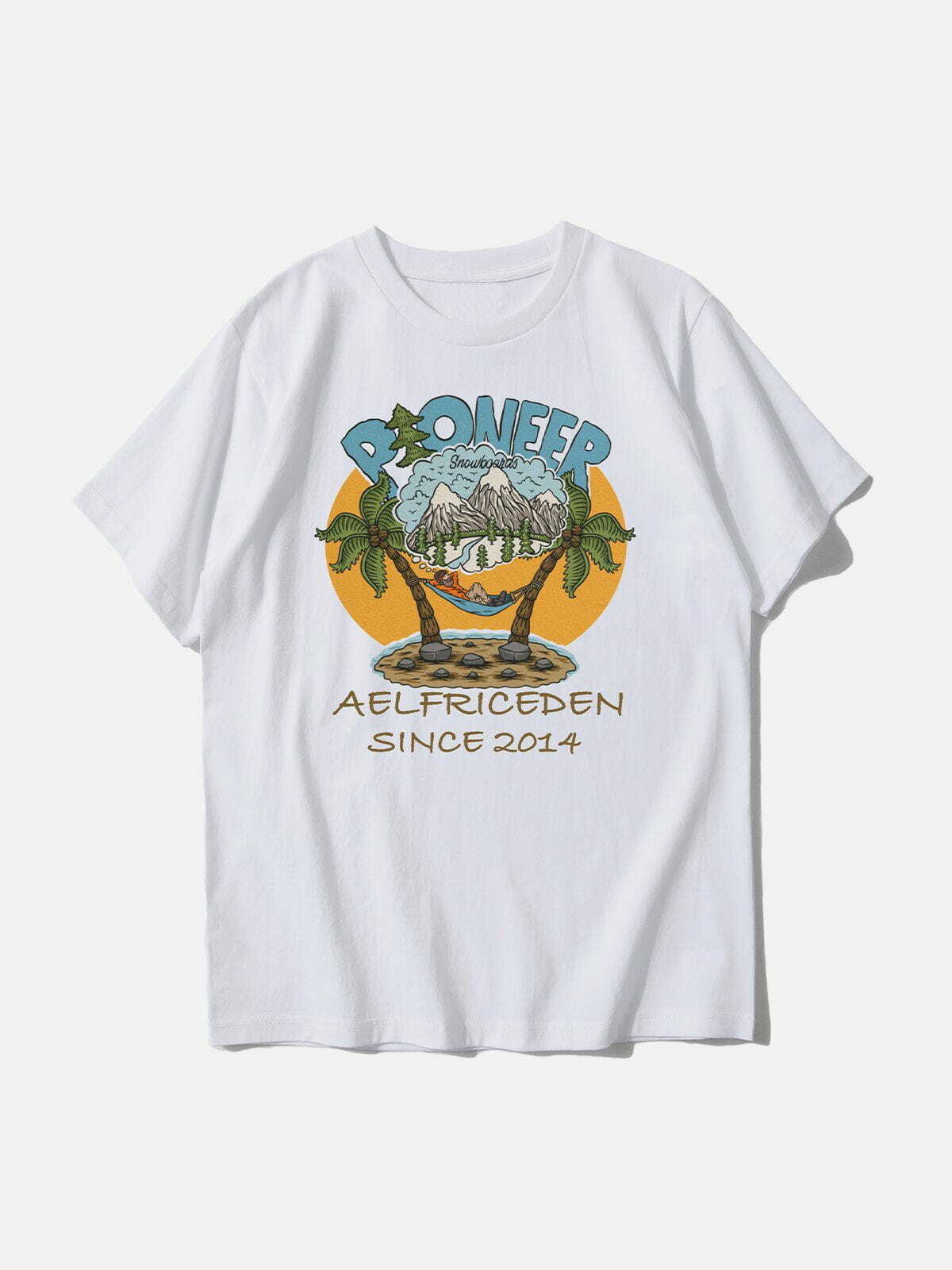 Y2K Coconut Tree Graphic Tee - Vintage 90s Aesthetic Summer Outfit for Trendy Women