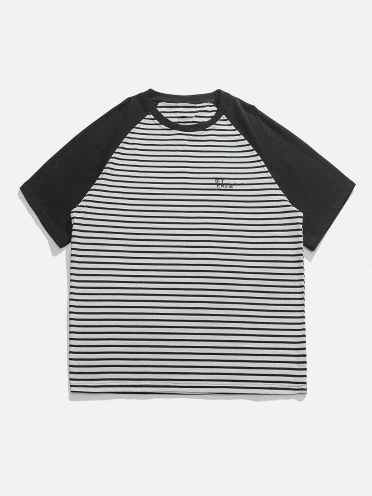 Y2K Color Block Stripes Tee - Trendy 90s Grunge Aesthetic Top for Summer Outfits & Casual Looks