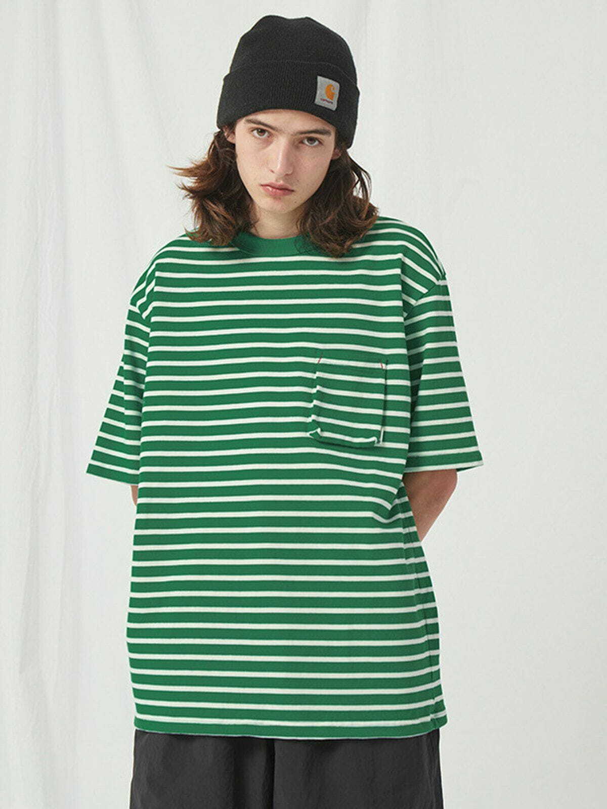 Y2K Colorblock Stripe Tee - Trendy 90s Fashion Top for Grunge & Coquette Aesthetic Outfits