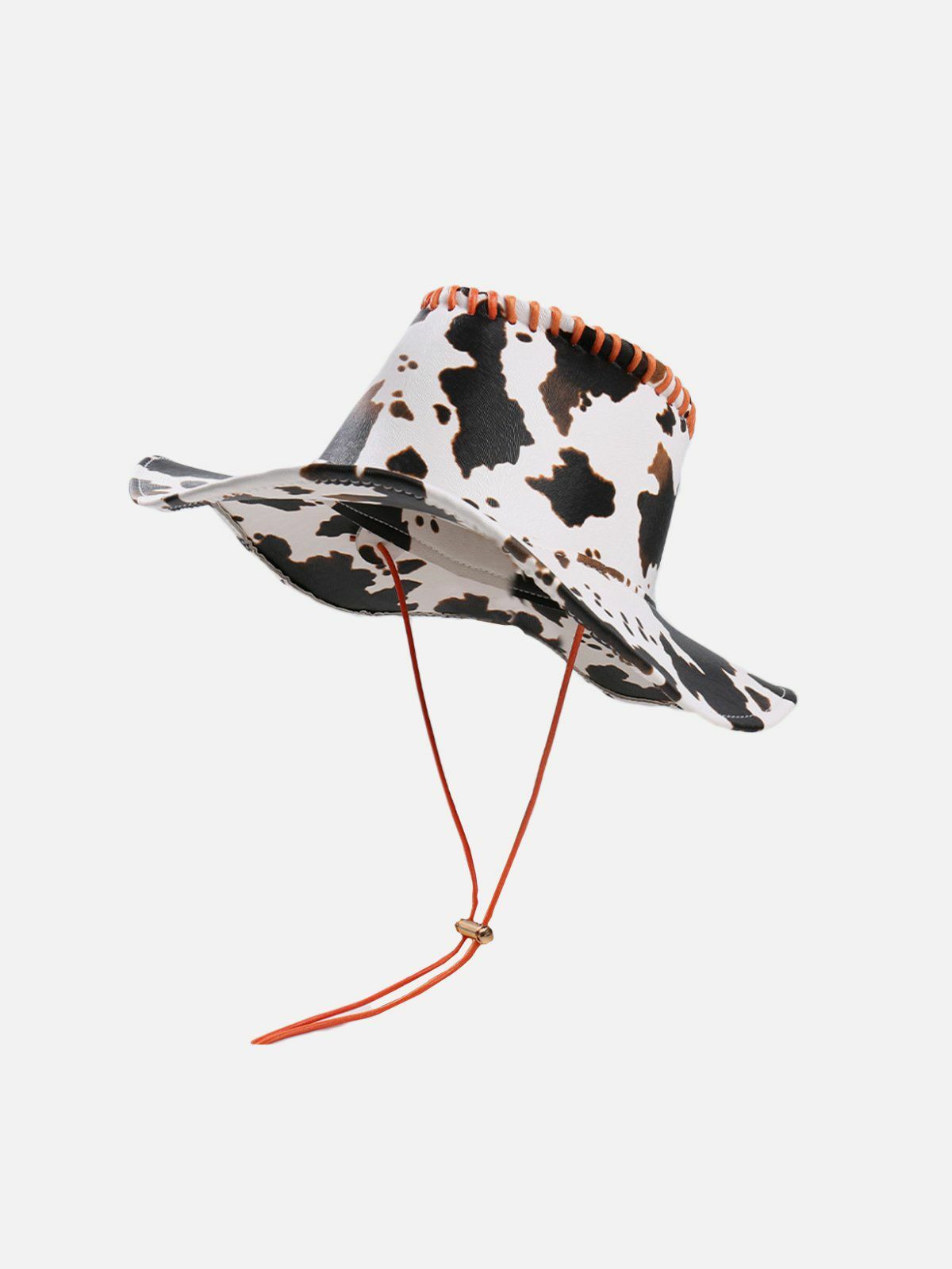 Y2K Cow Print Bucket Hat - Trendy PU Leather Accessory for Grunge & 2000s Fashion Outfits