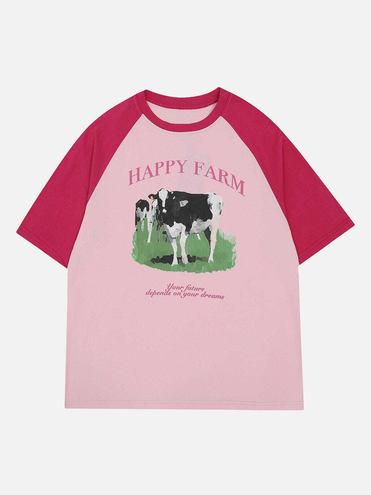 Y2K Cow Print Tee: Trendy Grunge Aesthetic Top for Summer Outfits & 90s Fashion Lovers