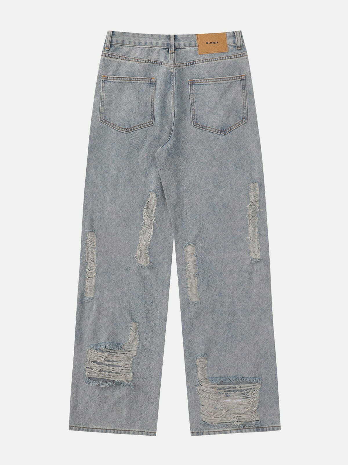 Y2K Cut Hole Jeans: Trendy Grunge Style for 90s Fashion Lovers - Perfect for Summer Outfits!