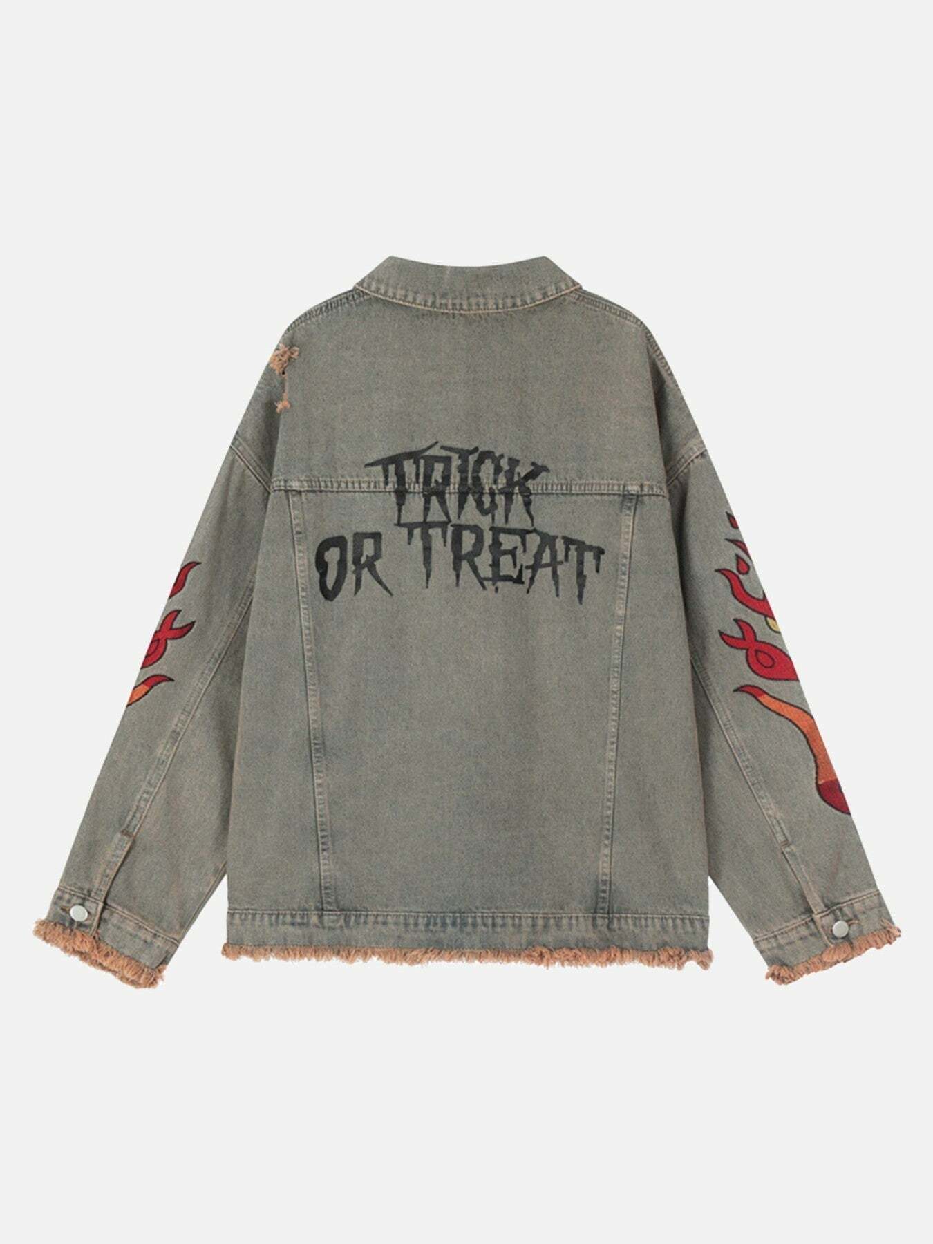 Y2K Denim Embroidered Burlap Jacket - Grunge Aesthetic Outerwear for Summer Outfits & 90s Fashion