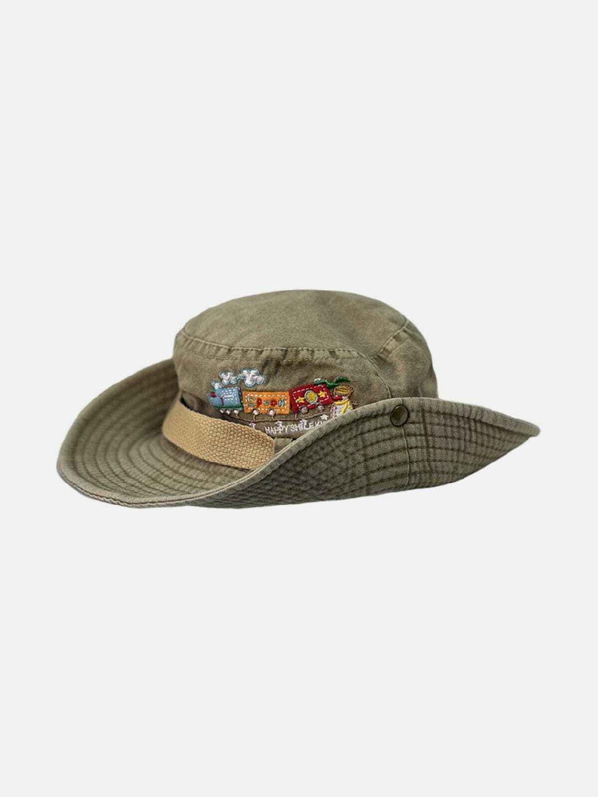 Y2K Distressed Cargo Hat for Grunge Aesthetic, 90s Fashion, and Summer Outfits