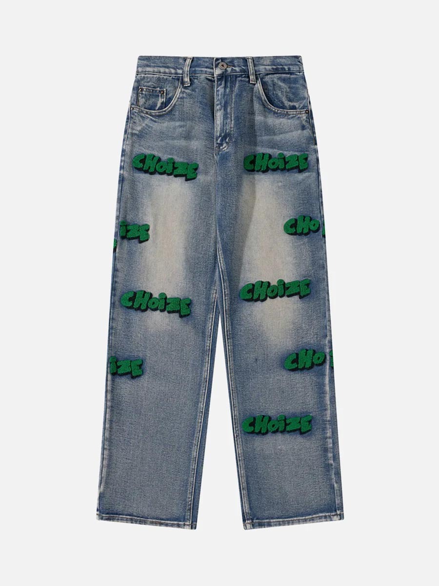 Y2K Distressed Straight Jeans - Vintage 90s Grunge Style, Baggy Fit for Effortless Summer Outfits