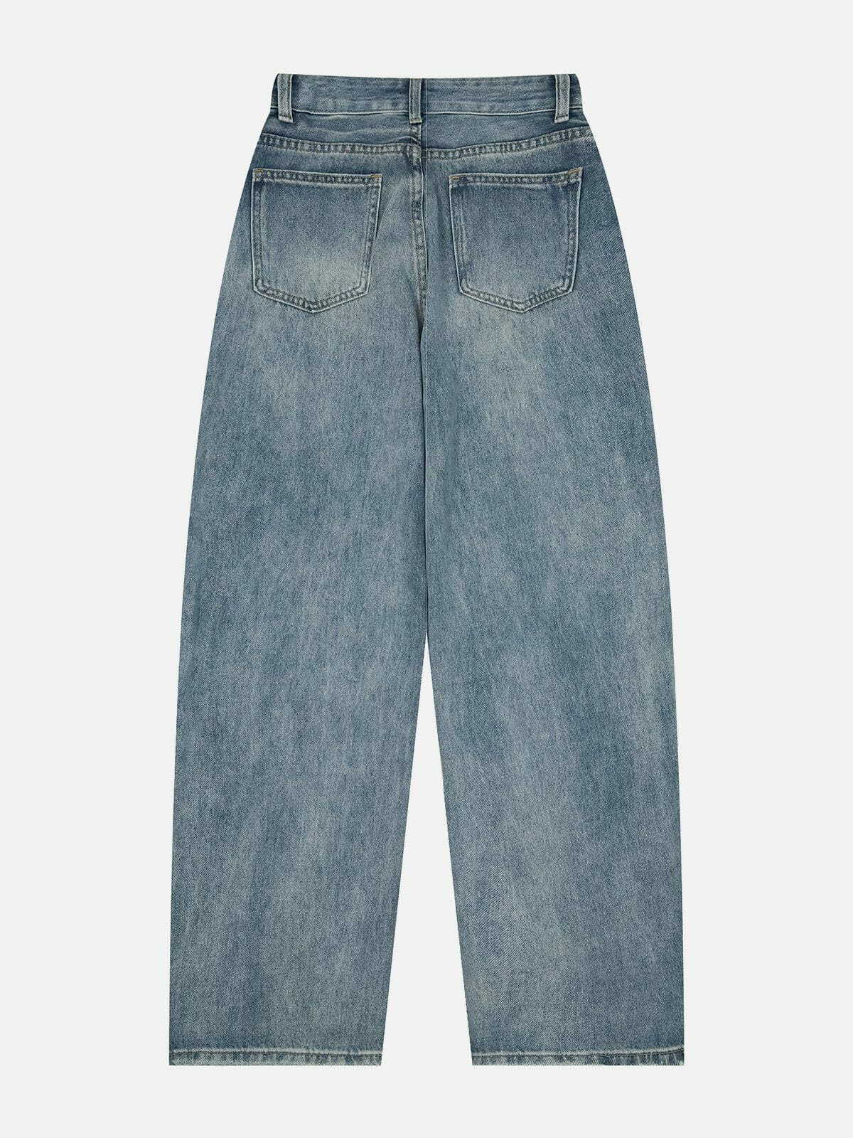 Y2K Embroidered Baggy Jeans - Vintage 90s Grunge Style for Effortless Summer Outfits