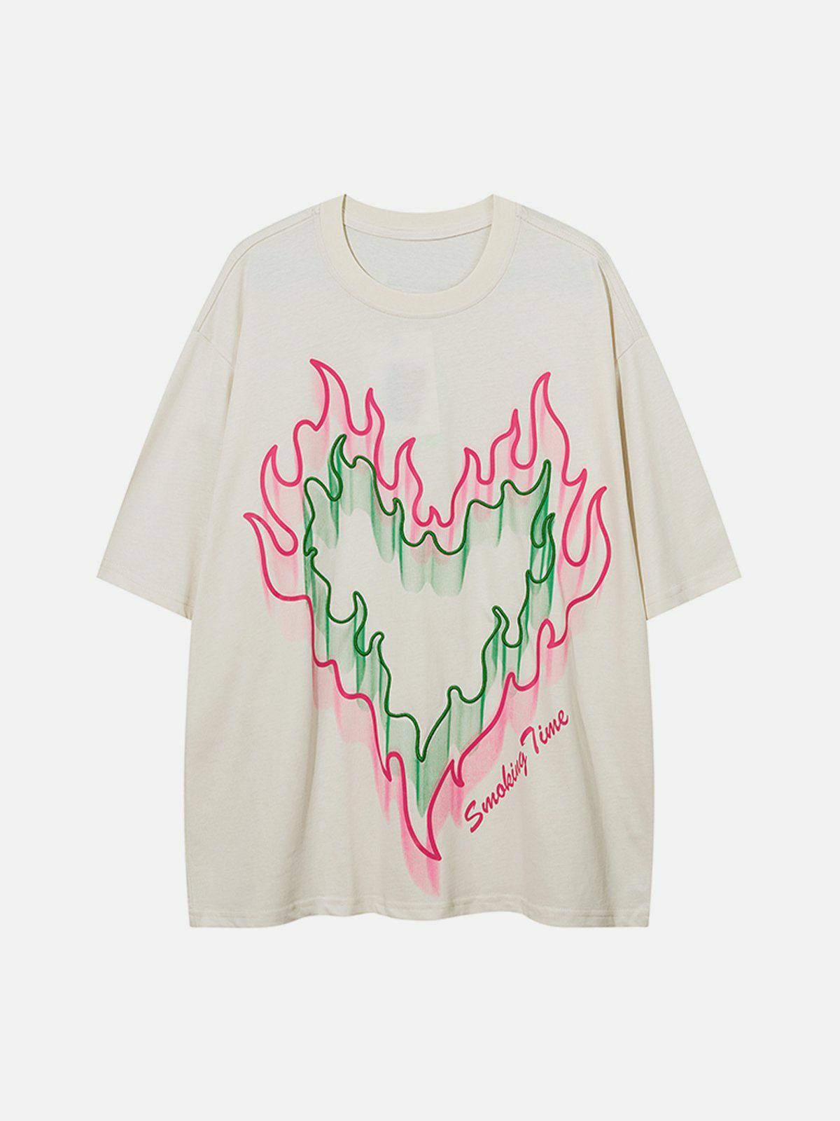 Y2K Flame Graphic Tee - Trendy 90s Grunge Aesthetic Top for Summer Outfits & Casual Looks