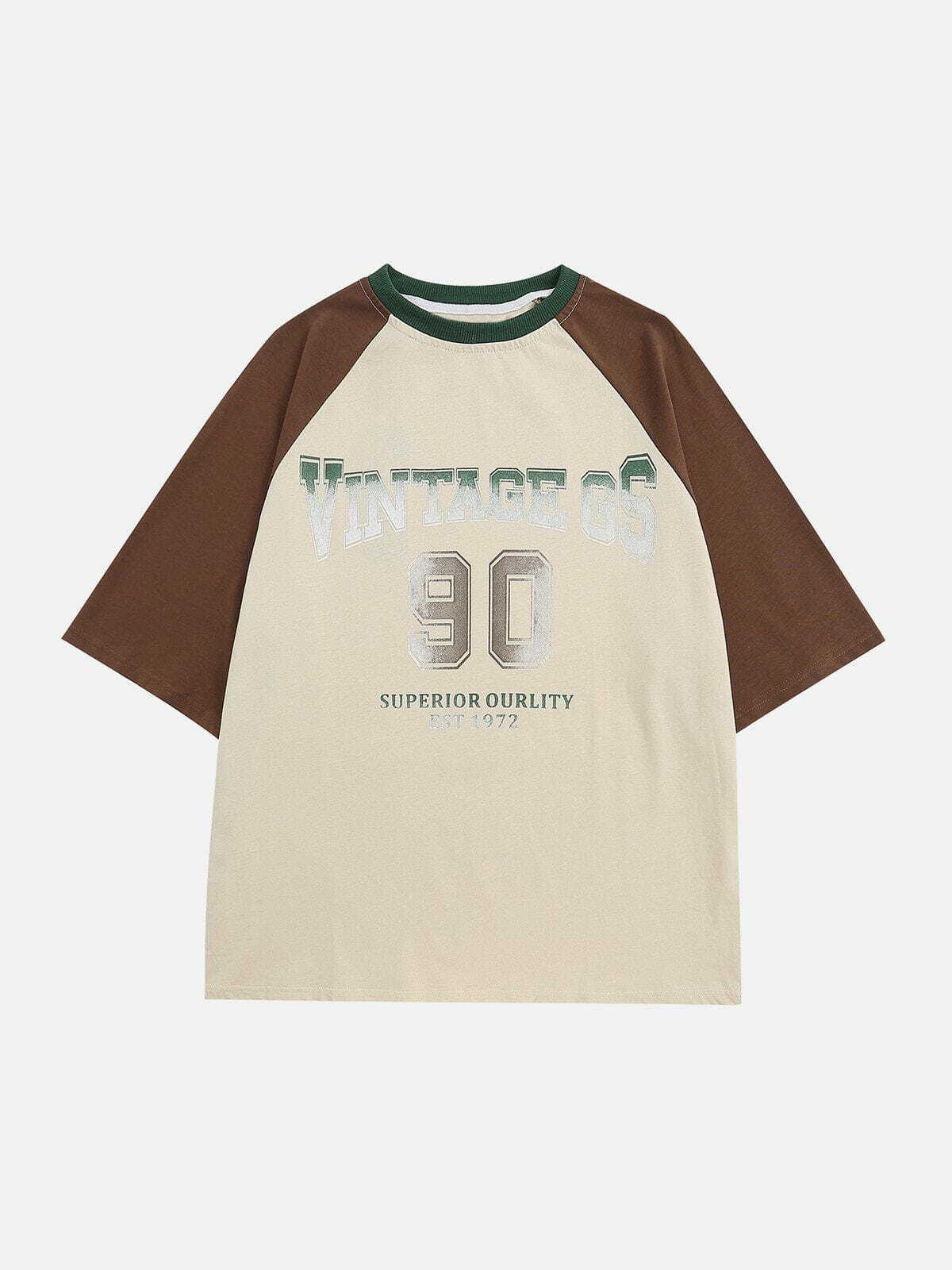 Y2K Gradient Letter Print Raglan Tee - Vintage 90s Aesthetic, Grunge Style, Cute Summer Outfit