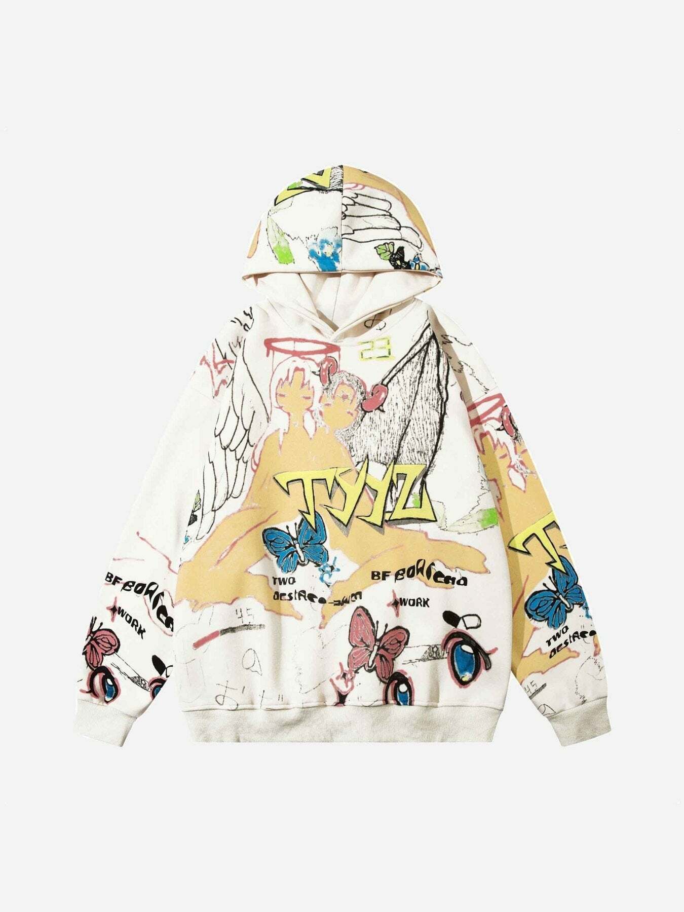 Y2K Graffiti Hoodie: Trendy 90s Grunge Style for Aesthetic Outfits & Summer Vibes