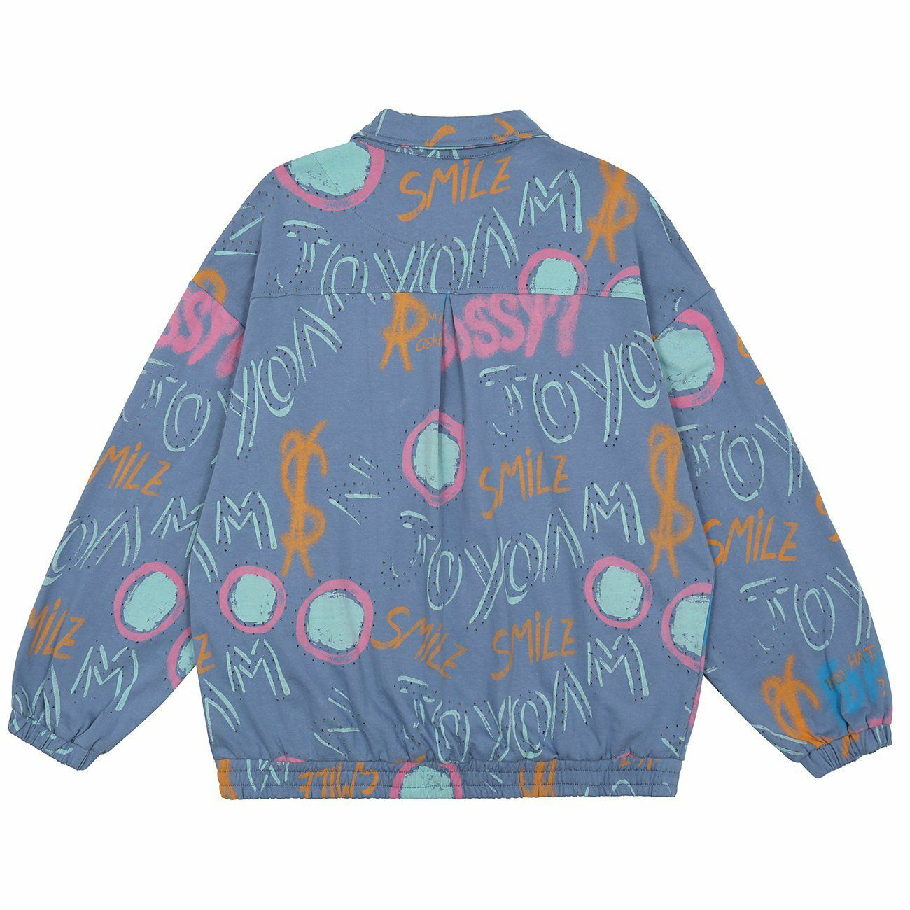 Y2K Graffiti Print Jacket - Trendy 90s Grunge Style Outerwear for Aesthetic Outfits