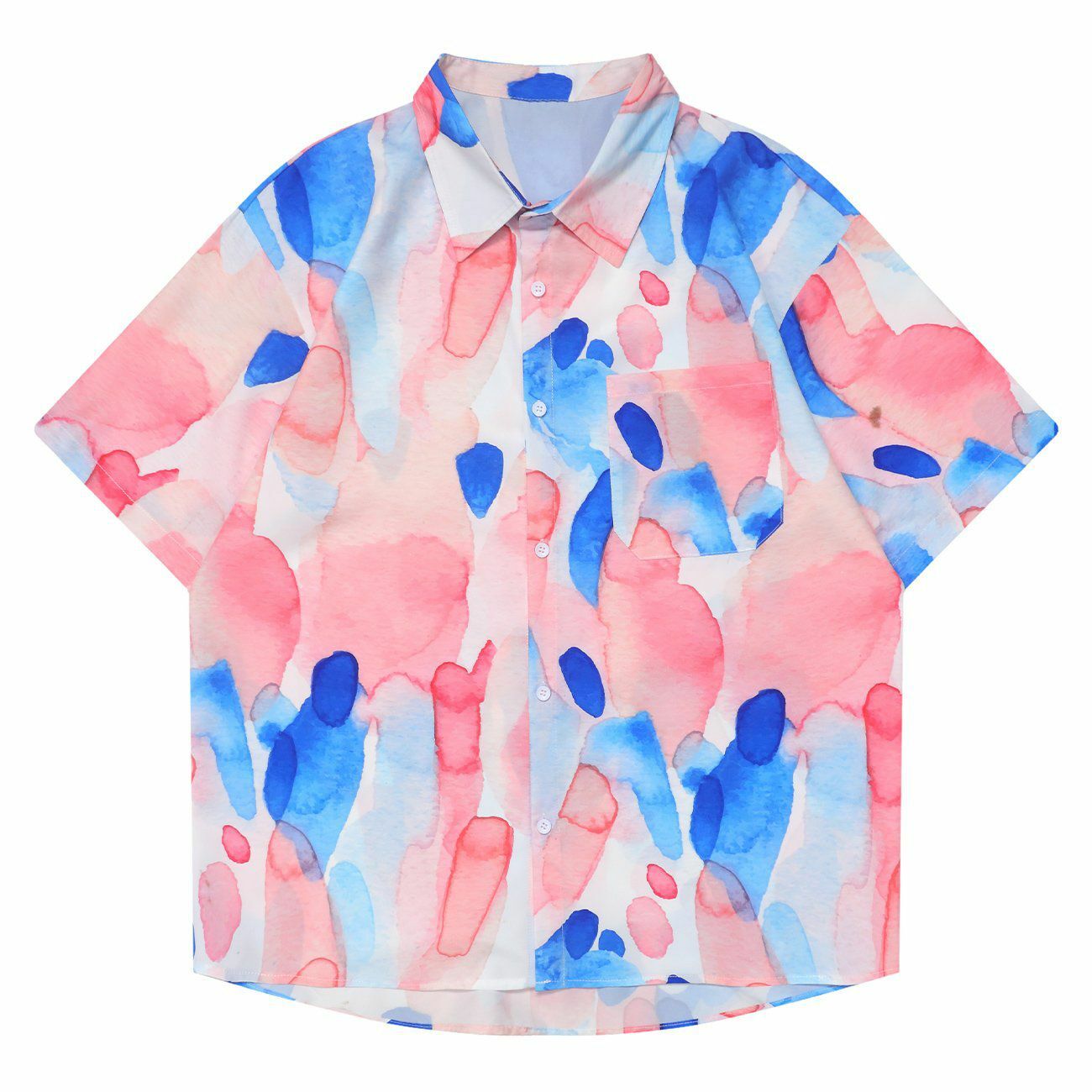 Y2K Graffiti Print Short Sleeve Shirt - Trendy 90s Aesthetic for Summer Outfits & Casual Looks