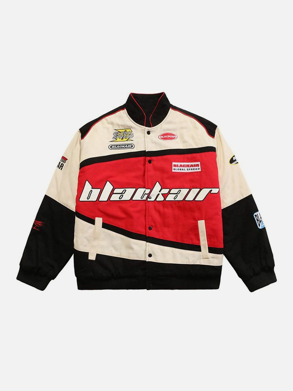 Y2K Grunge Aesthetic BlackAIR Motosports Jacket - Vintage 90s Style for Trendy Outfits