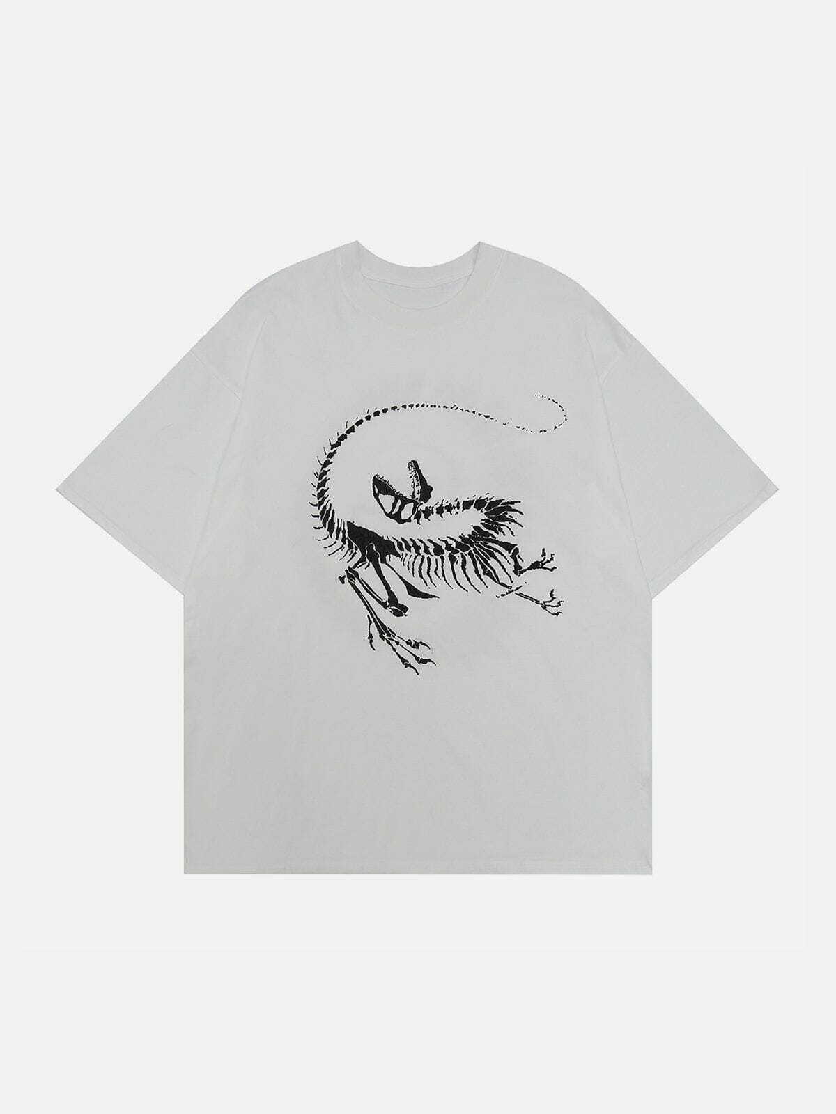 Y2K Grunge Aesthetic Dinosaur Fossil Tee - Vintage 90s Style Summer Outfit Essential