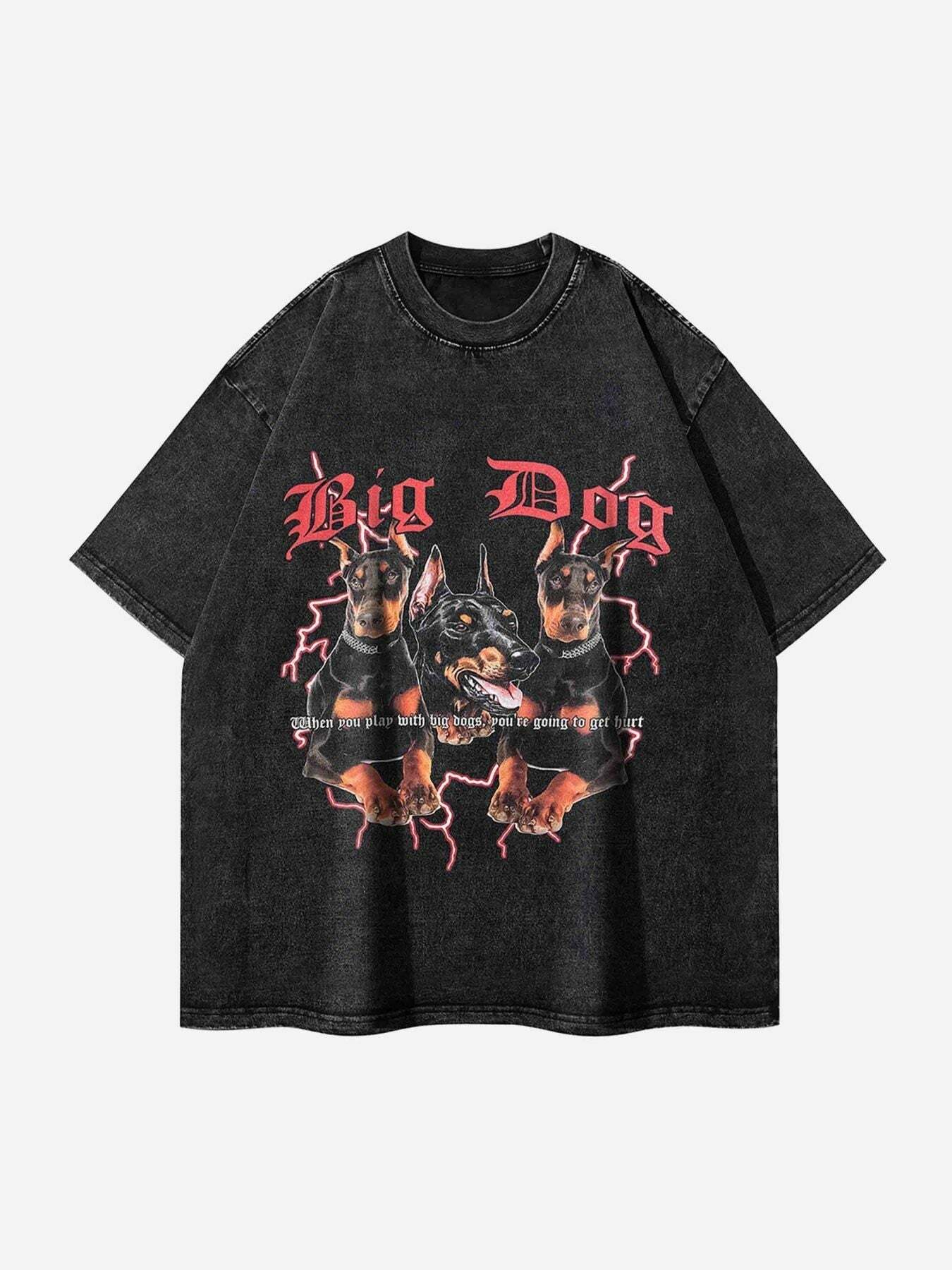 Y2K Grunge Aesthetic Doberman Pinscher Print Oversized Tee - Vintage 90s Summer Outfit