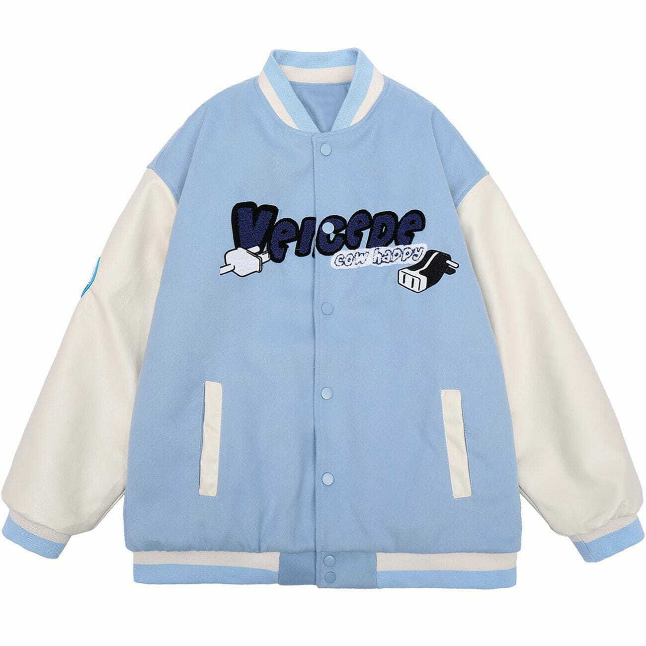 Y2K Grunge Aesthetic Embroidered Cow Label Winter Coat for Trendy 2000s Fashion Lovers