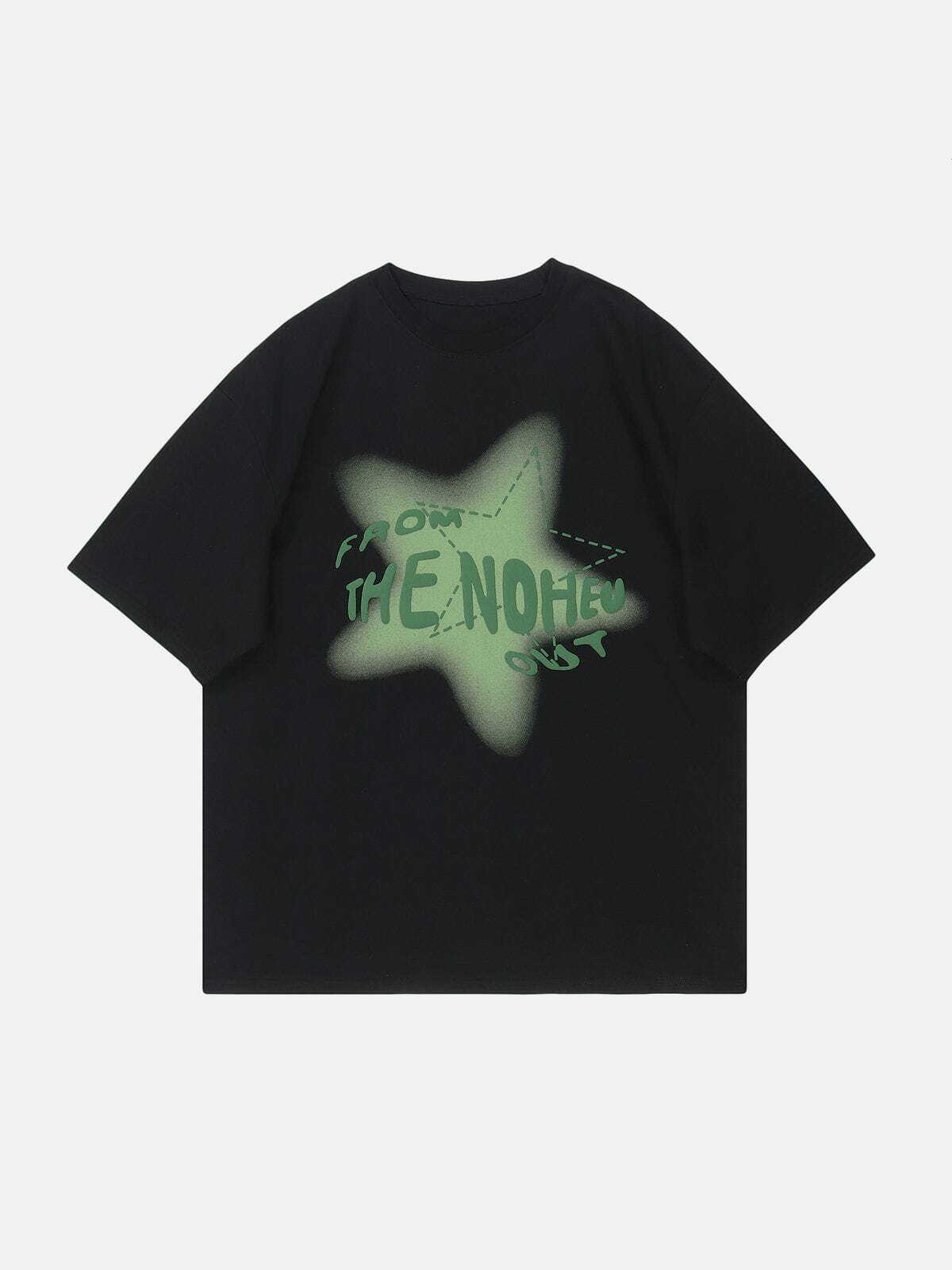 Y2K Grunge Aesthetic Foam Star Printing Tee - Vintage 90s Style Summer Outfit Essential