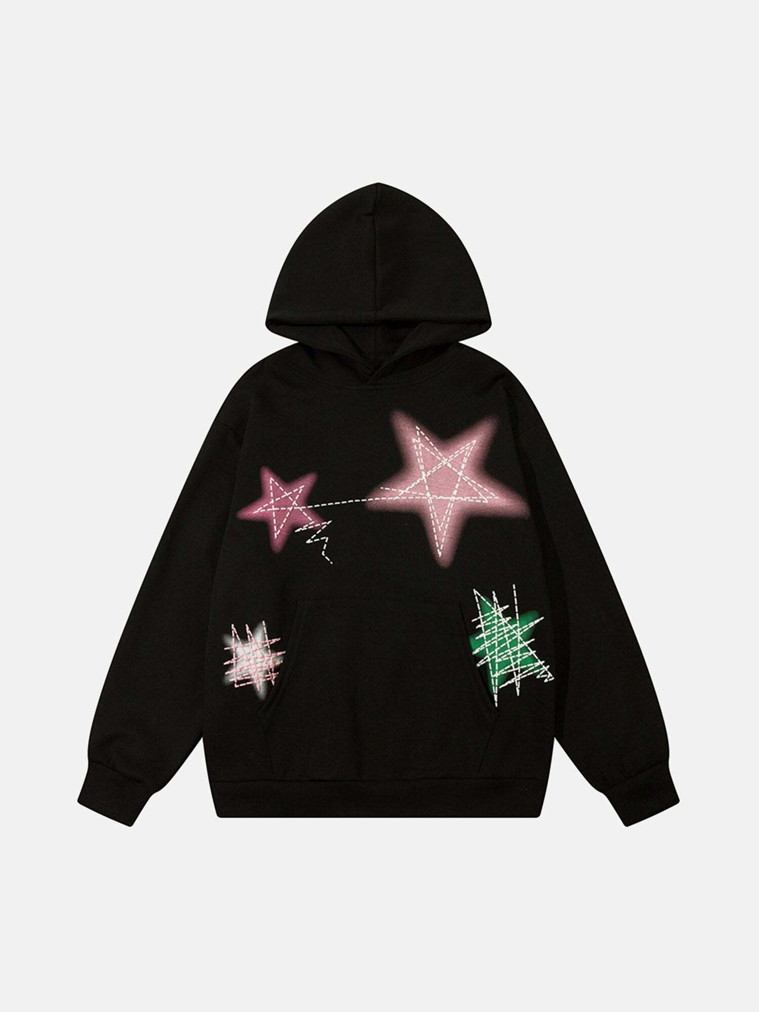 Y2K Grunge Aesthetic Graffiti Star Hoodie - Vintage 90s Style for Trendy Summer Outfits