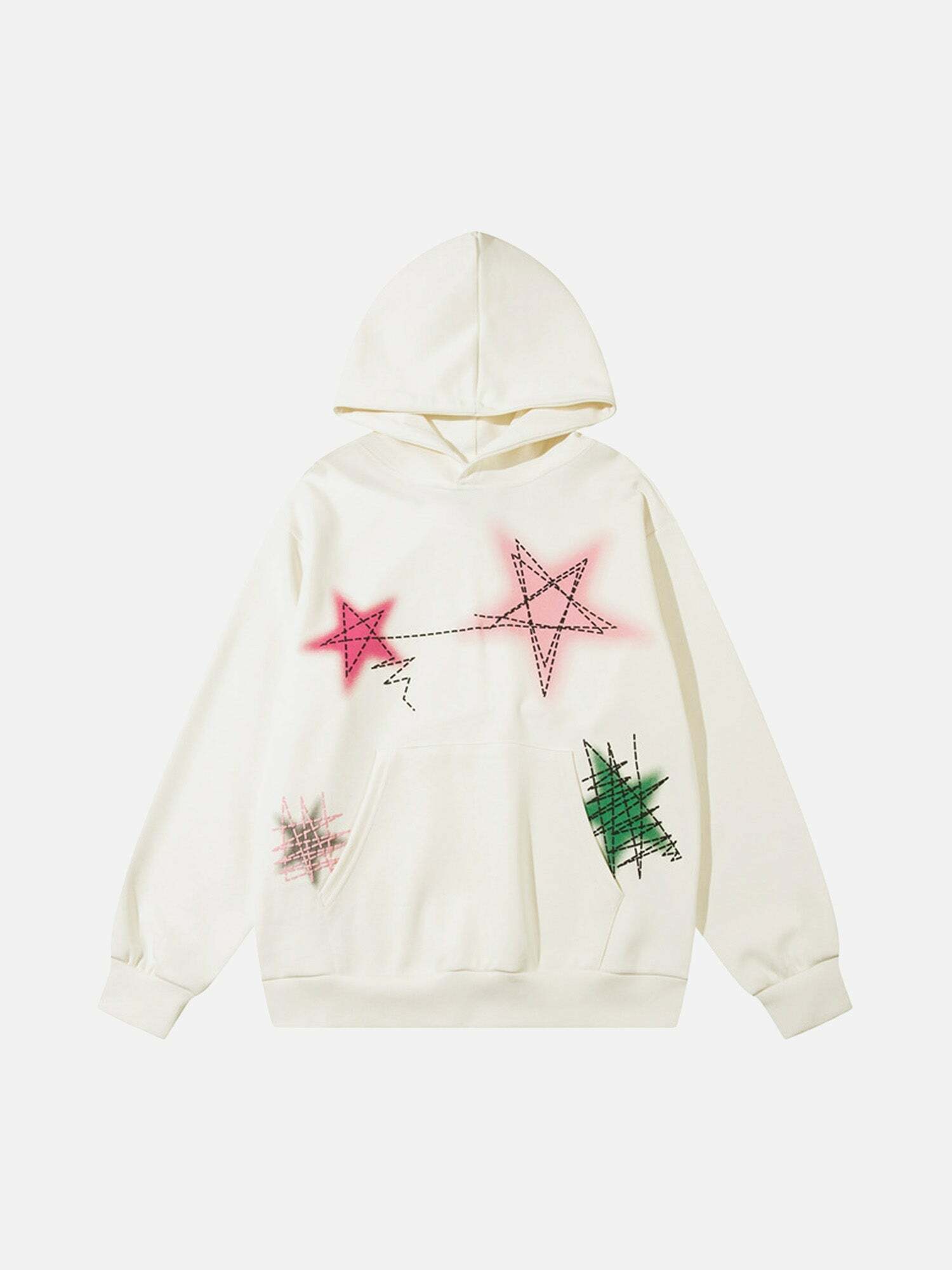 Y2K Grunge Aesthetic Graffiti Star Hoodie - Vintage 90s Style for Trendy Summer Outfits