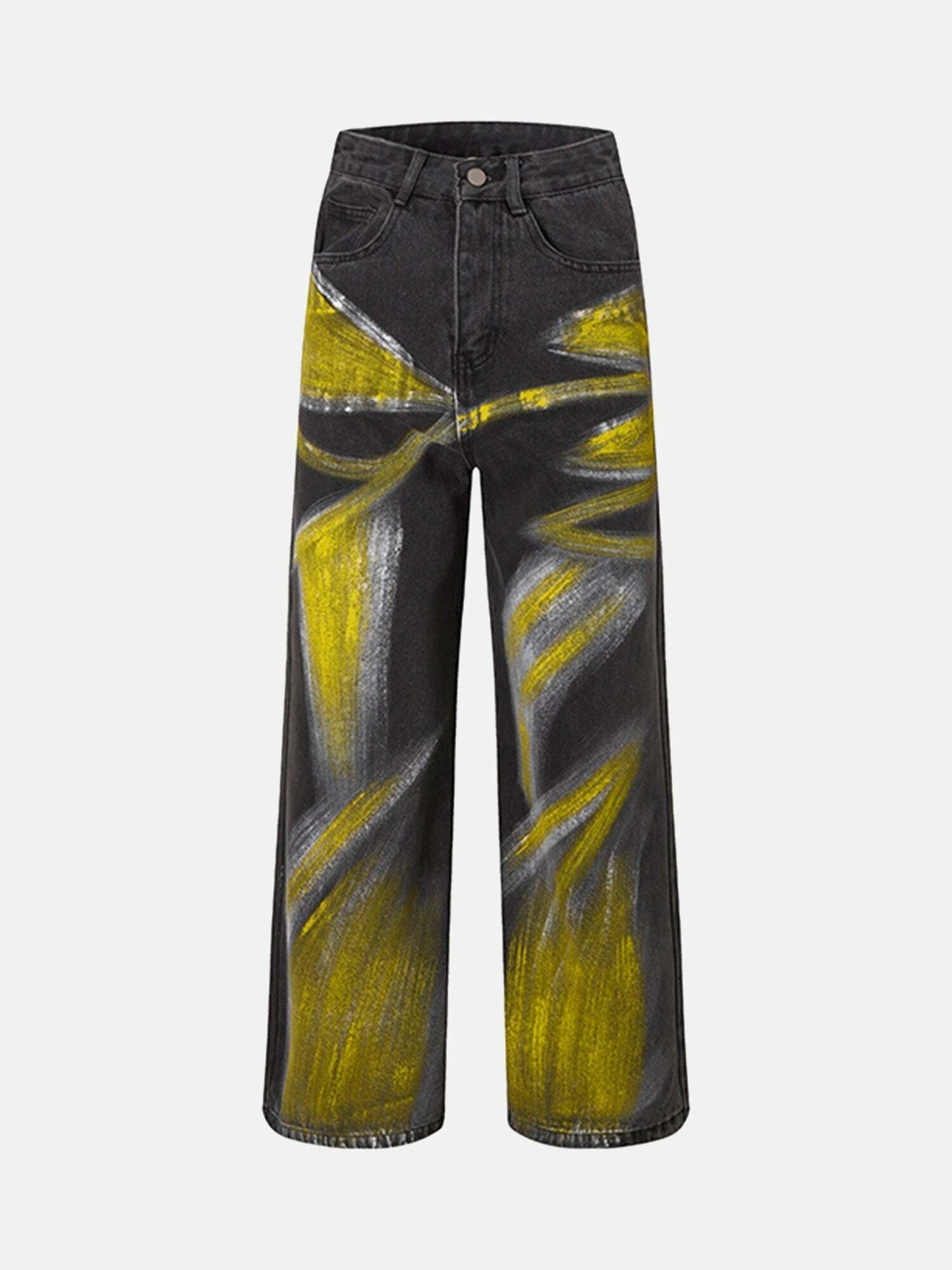 Y2K Grunge Aesthetic High Street Graffiti Washed Baggy Jeans for Trendy Summer Outfits