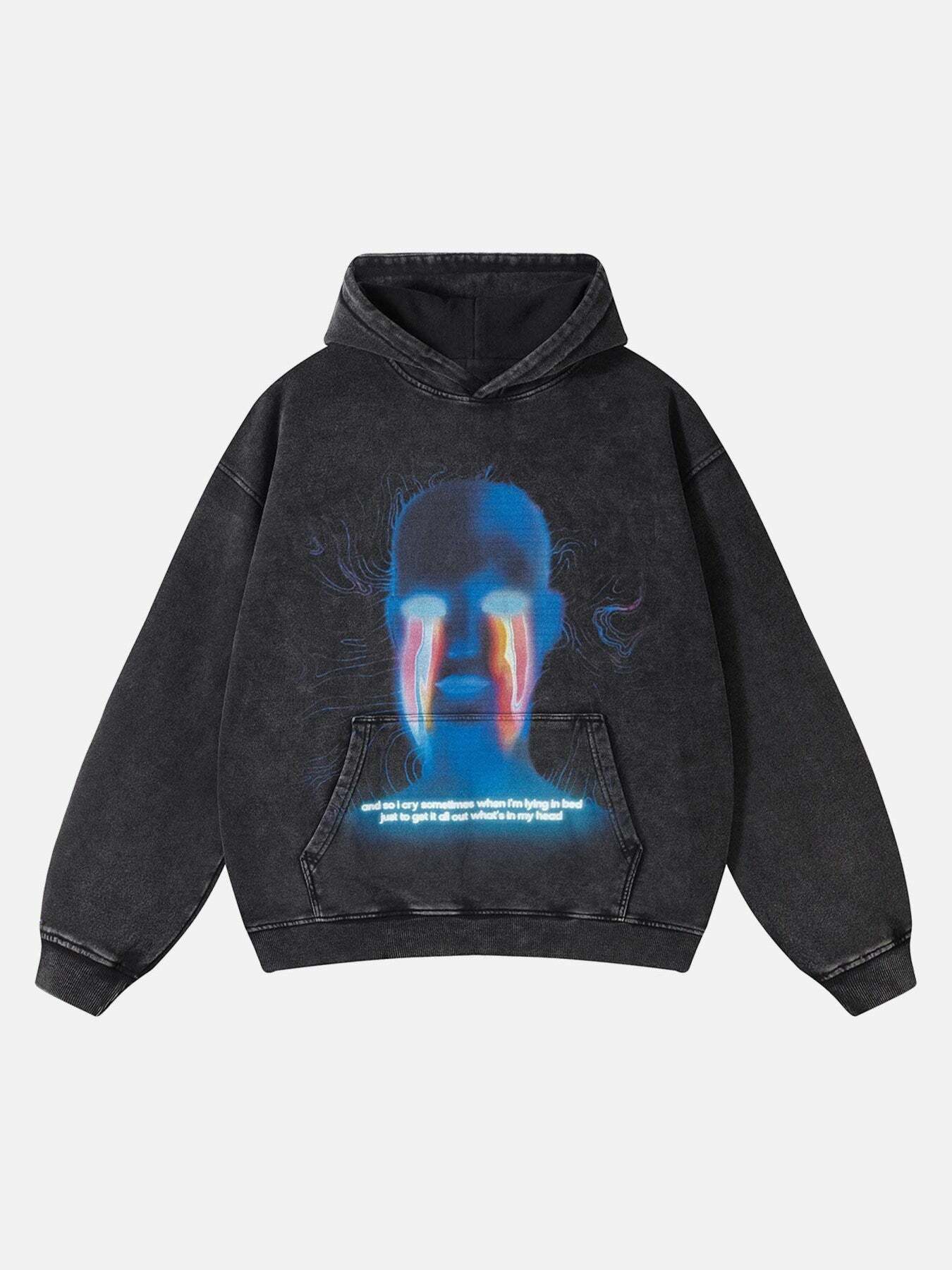 Y2K Grunge Aesthetic Hooded Sweatshirt - Baggy Fit for 90s Fashion Lovers & Cozy Summer Outfits