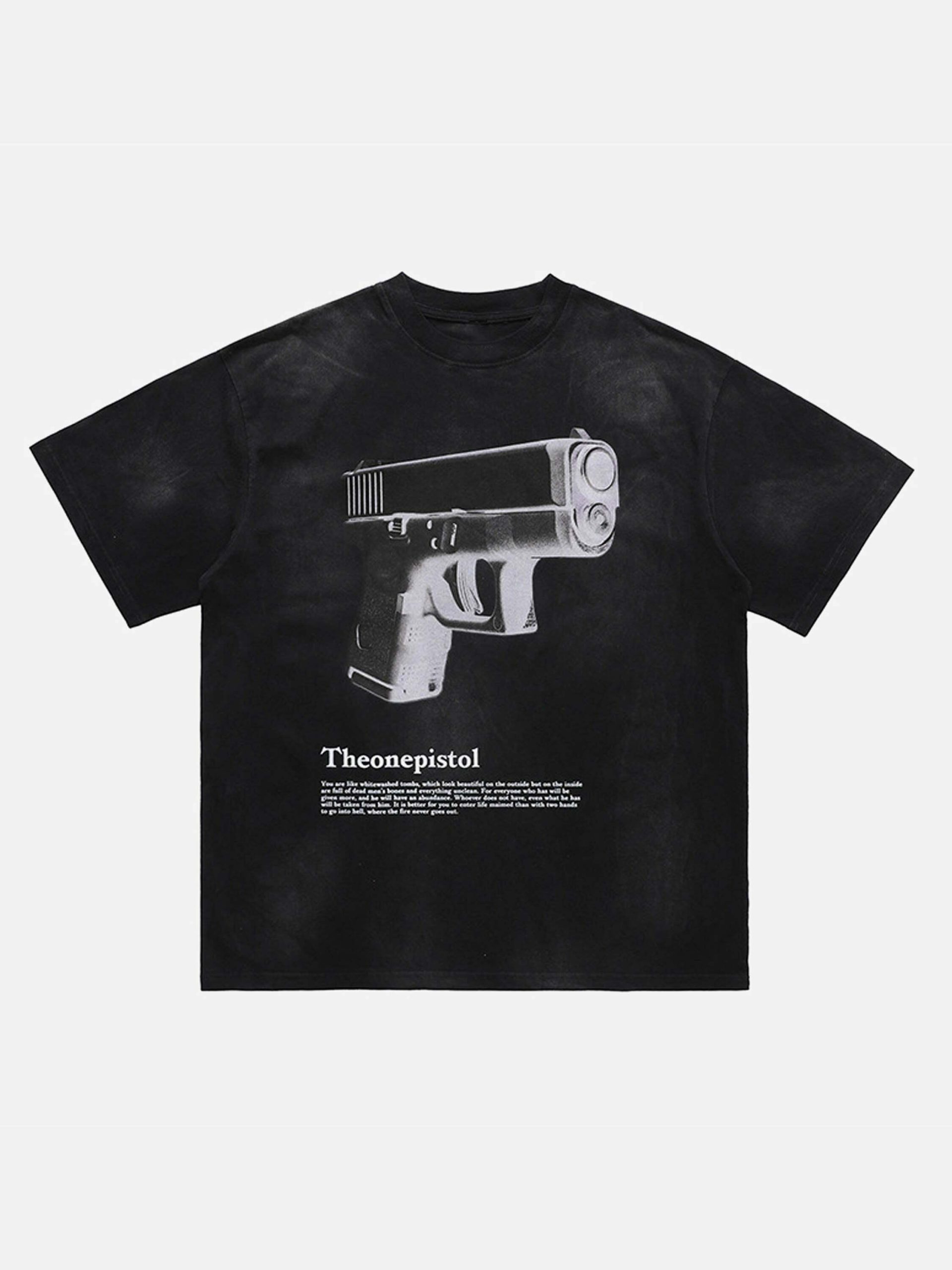 Y2K Grunge Aesthetic Loose T-Shirt with Fun 3D Pistol Print - Perfect for Summer Outfits!