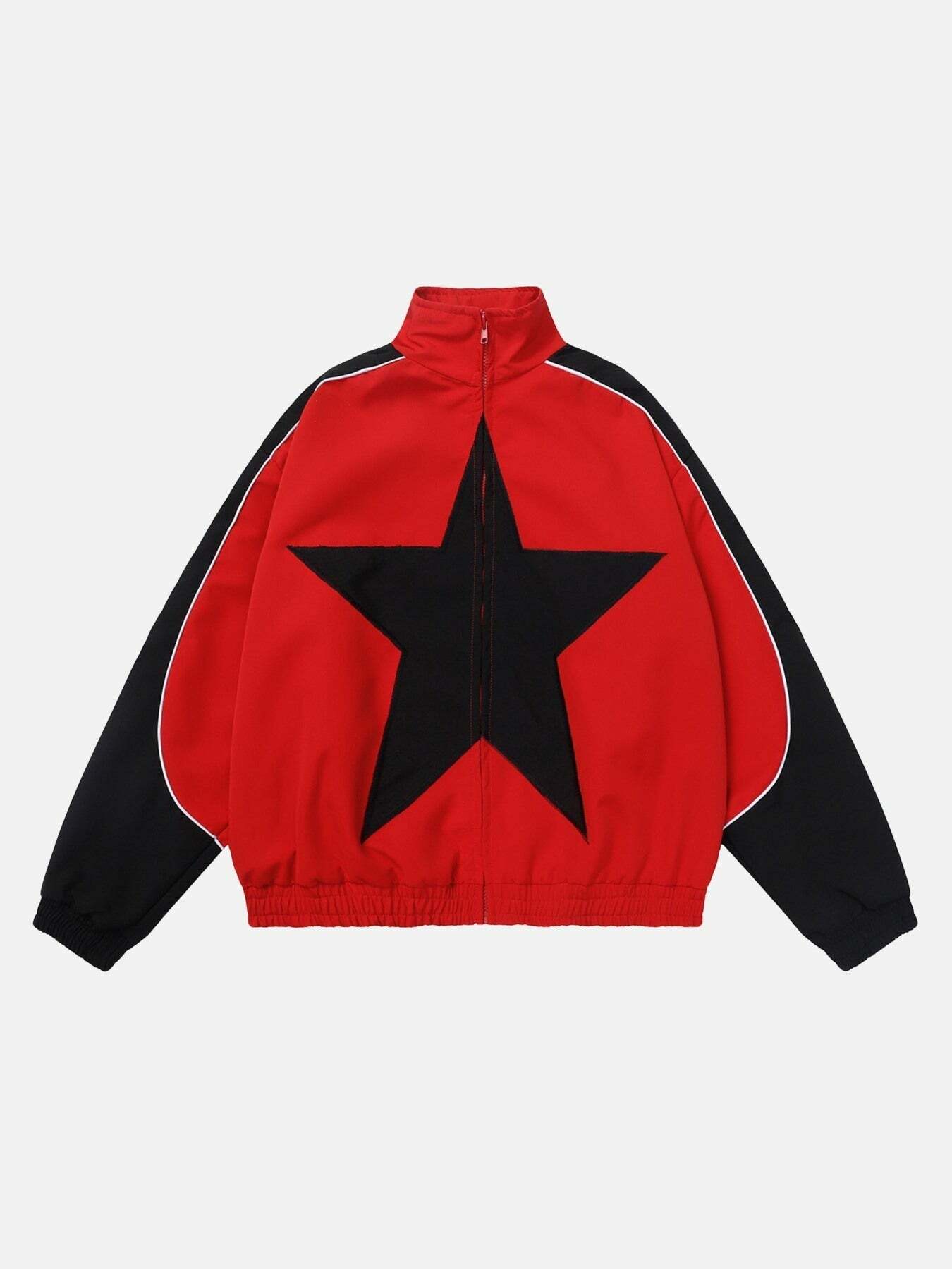 Y2K Grunge Aesthetic Pentagram Embroidered Jacket for 2000s Fashion Lovers