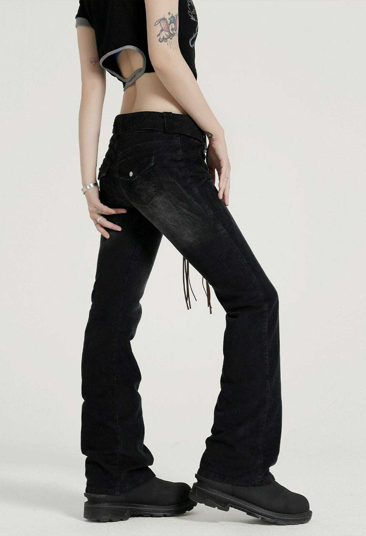 Y2K Grunge Aesthetic Slim Fit Jeans - Vintage 90s Style with Ripped Details for Trendy Outfits