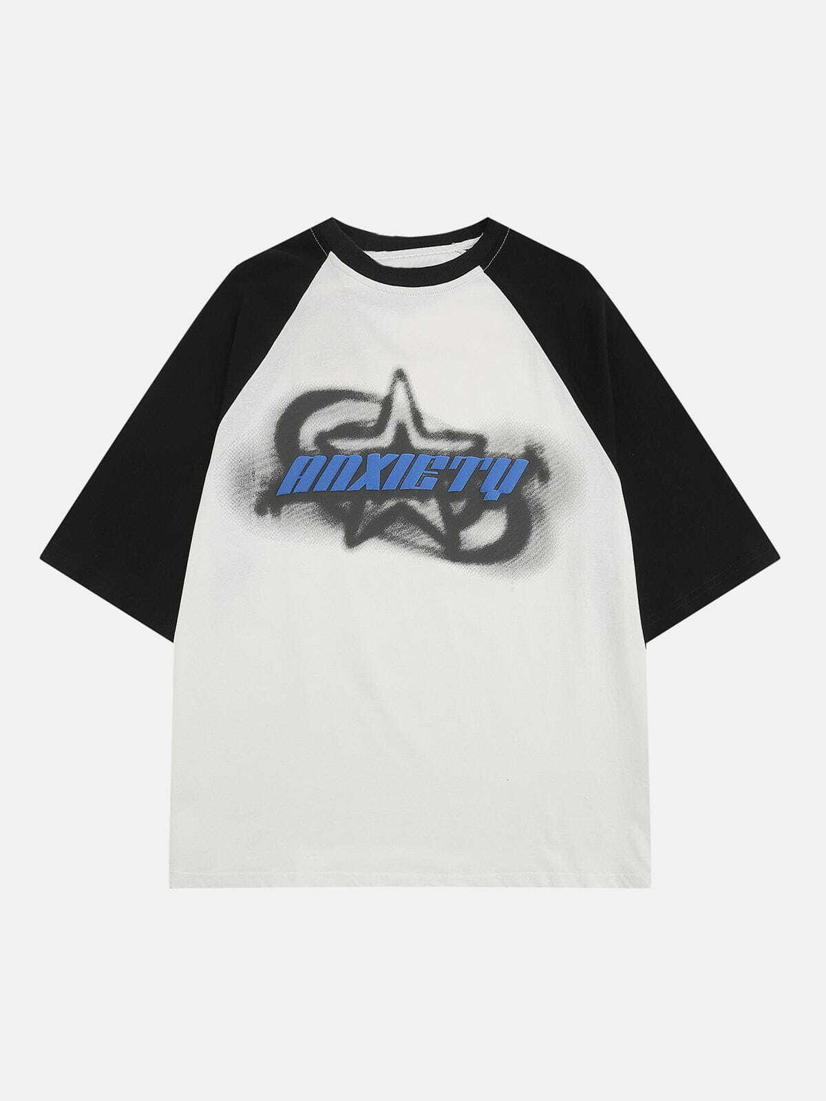 Y2K Grunge Aesthetic Star Shadow Tee - Vintage 90s Fashion Inspired Summer Outfit