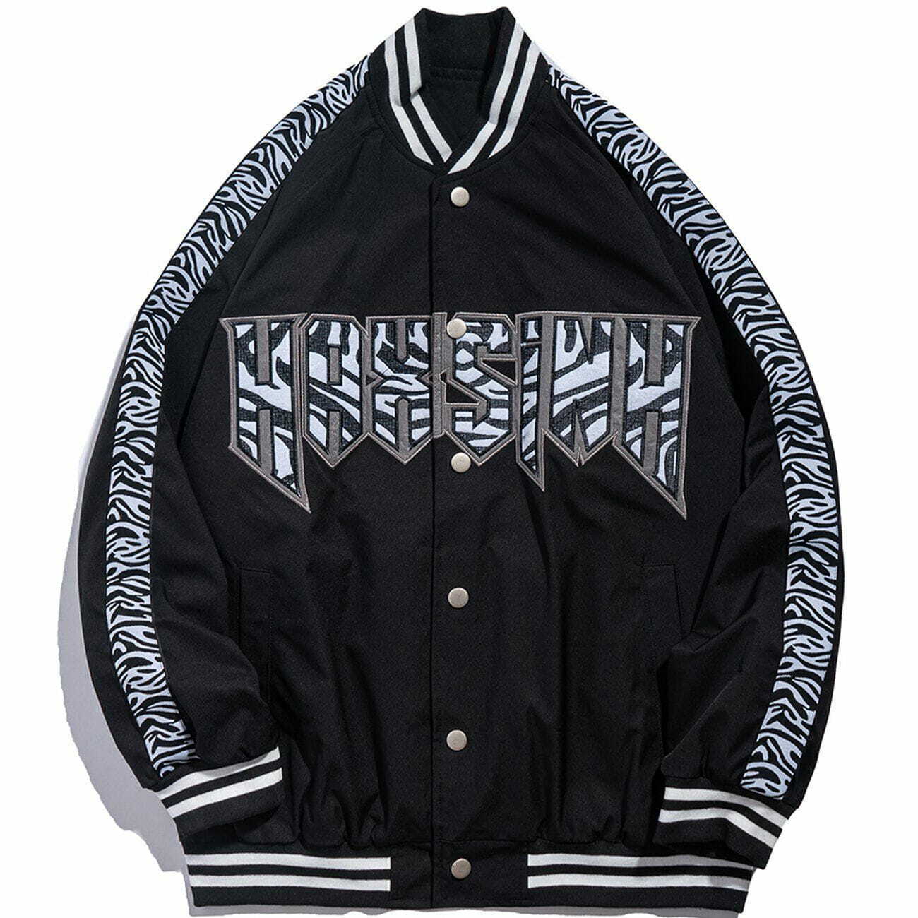 Y2K Grunge Aesthetic Zebra Pattern Patchwork Jacket for Trendy Summer Outfits and 90s Style